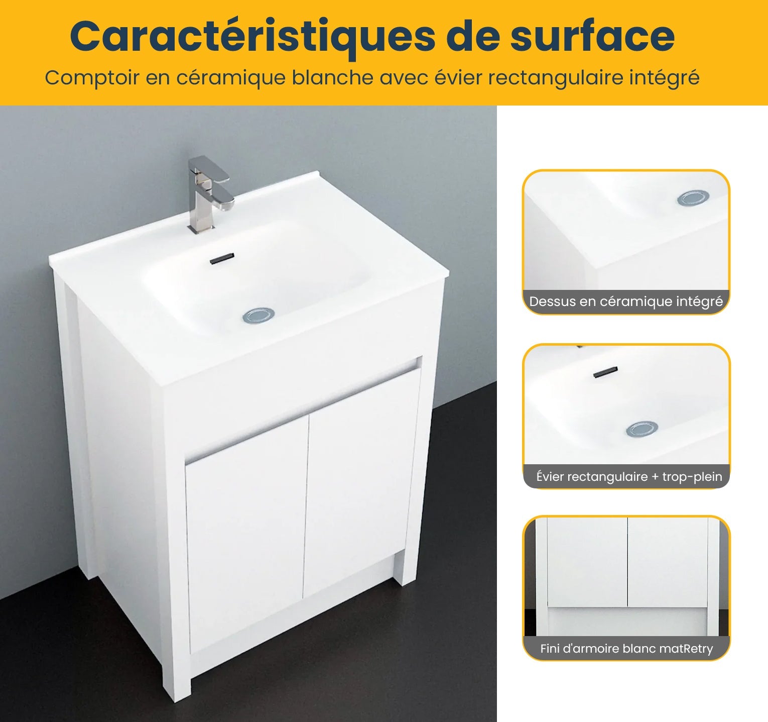24" Matte White Freestanding Bathroom Vanity with White Ceramic Countertop-Migration_Bathroom Vanities-DECOROLALA