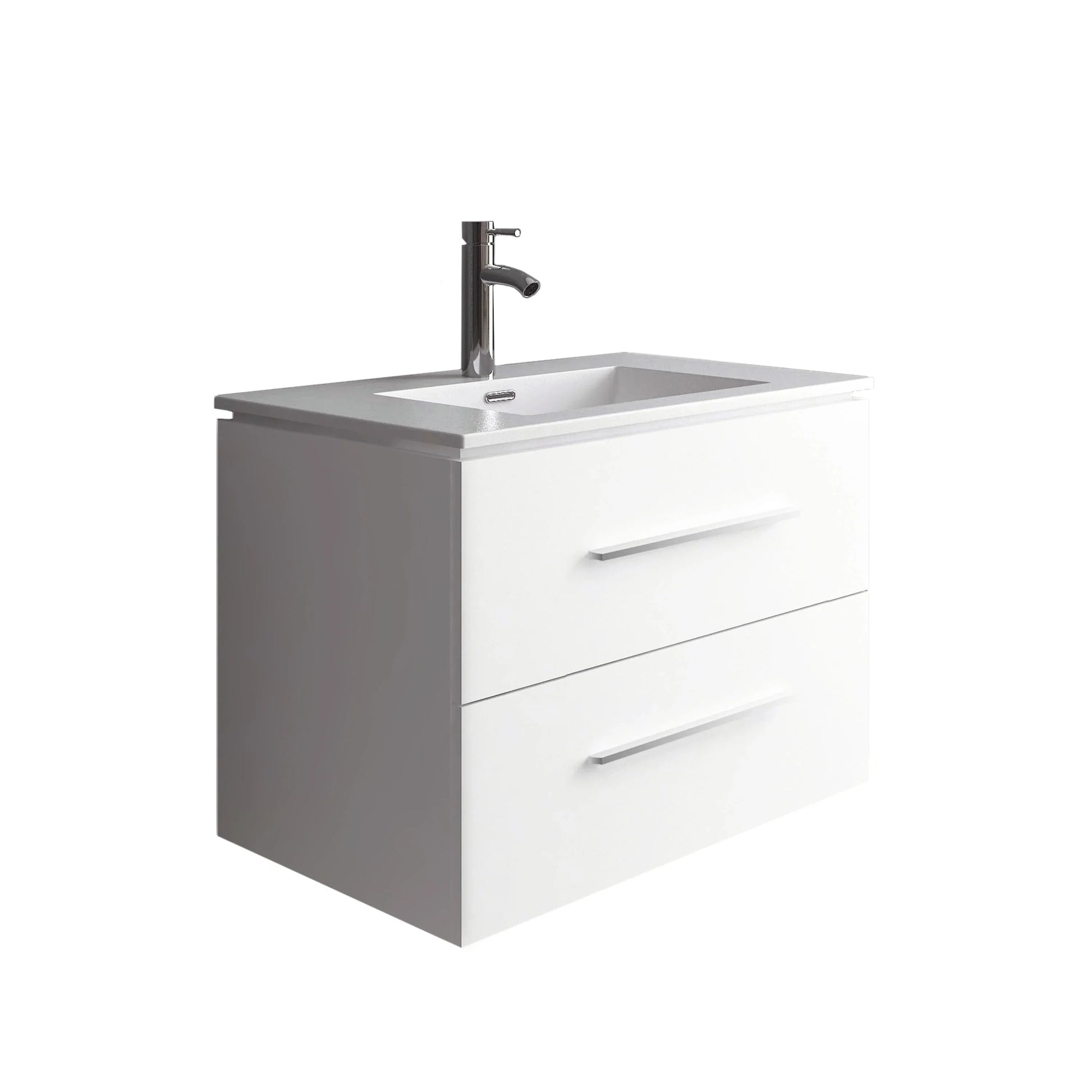 24" Matte White Wall Mount Bathroom Vanity with White Ceramic Countertop-Migration_Bathroom Vanities-DECOROLALA