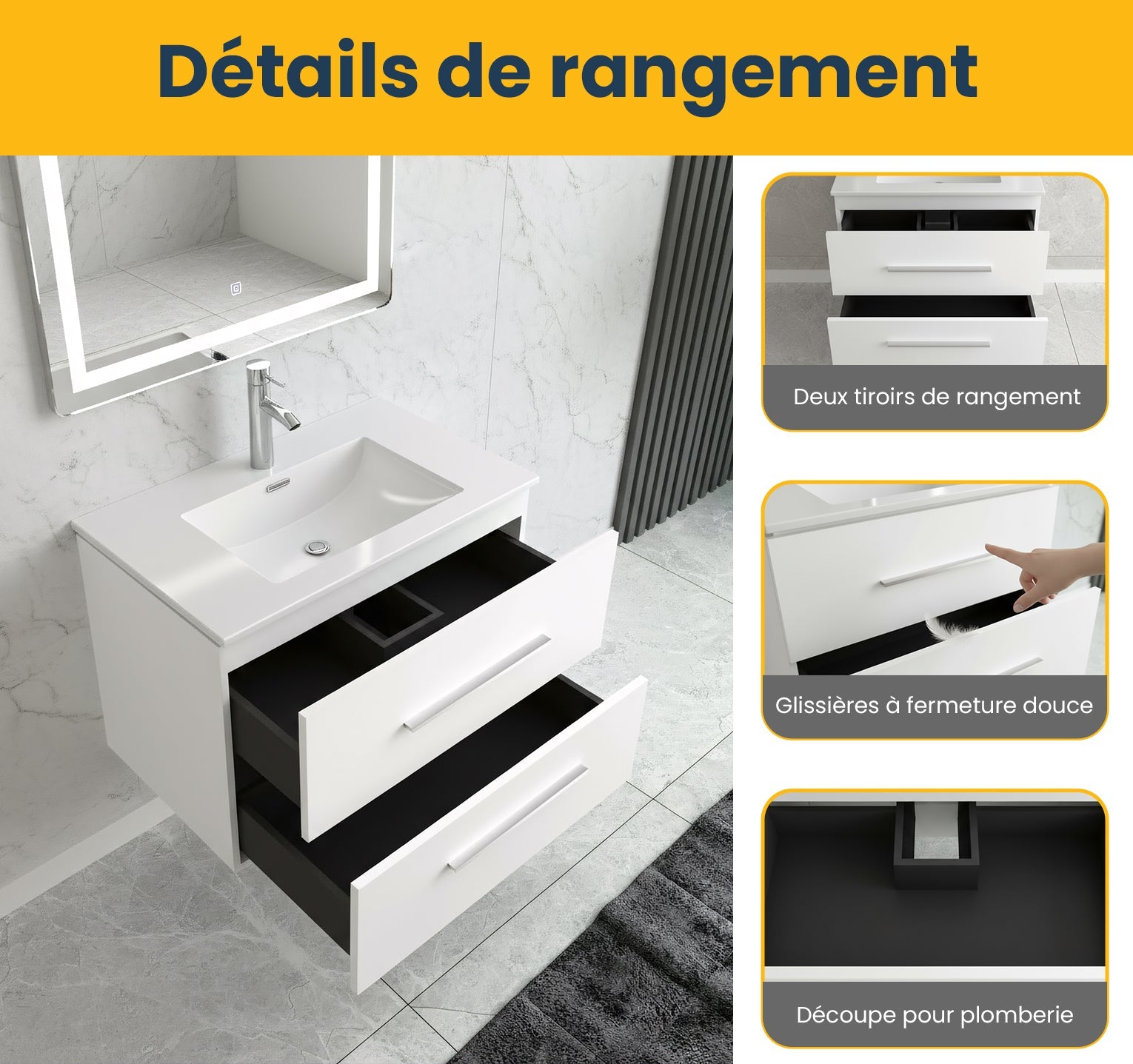 24" Matte White Wall Mount Bathroom Vanity with White Ceramic Countertop-Migration_Bathroom Vanities-DECOROLALA