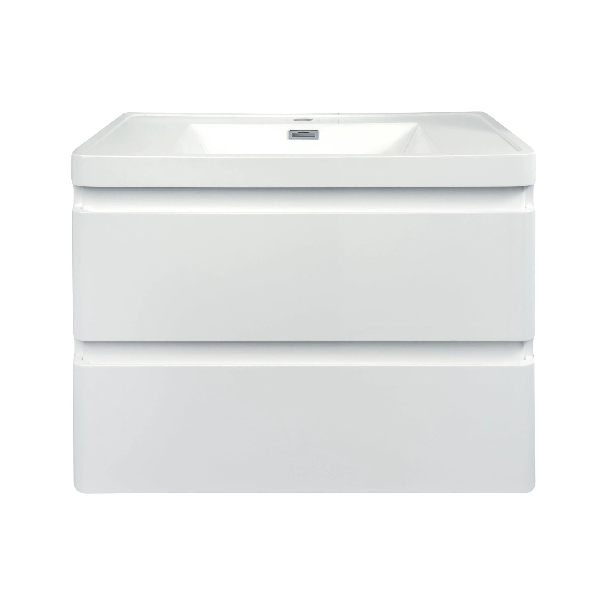 24" Matte White Wall Mount Bathroom Vanity with White Polymarble Countertop-Migration_Bathroom Vanities-DECOROLALA