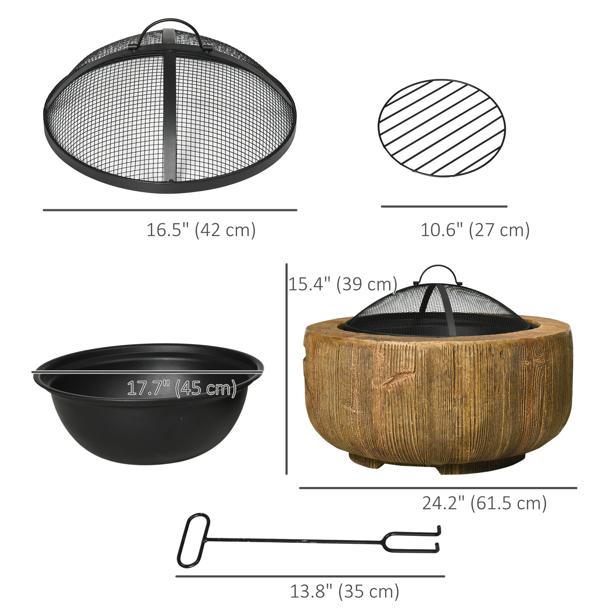 24" Metal Outdoor Wood Burning Fire Pit - Light Brown-Patio & Garden > Fire Pits-DECOROLALA