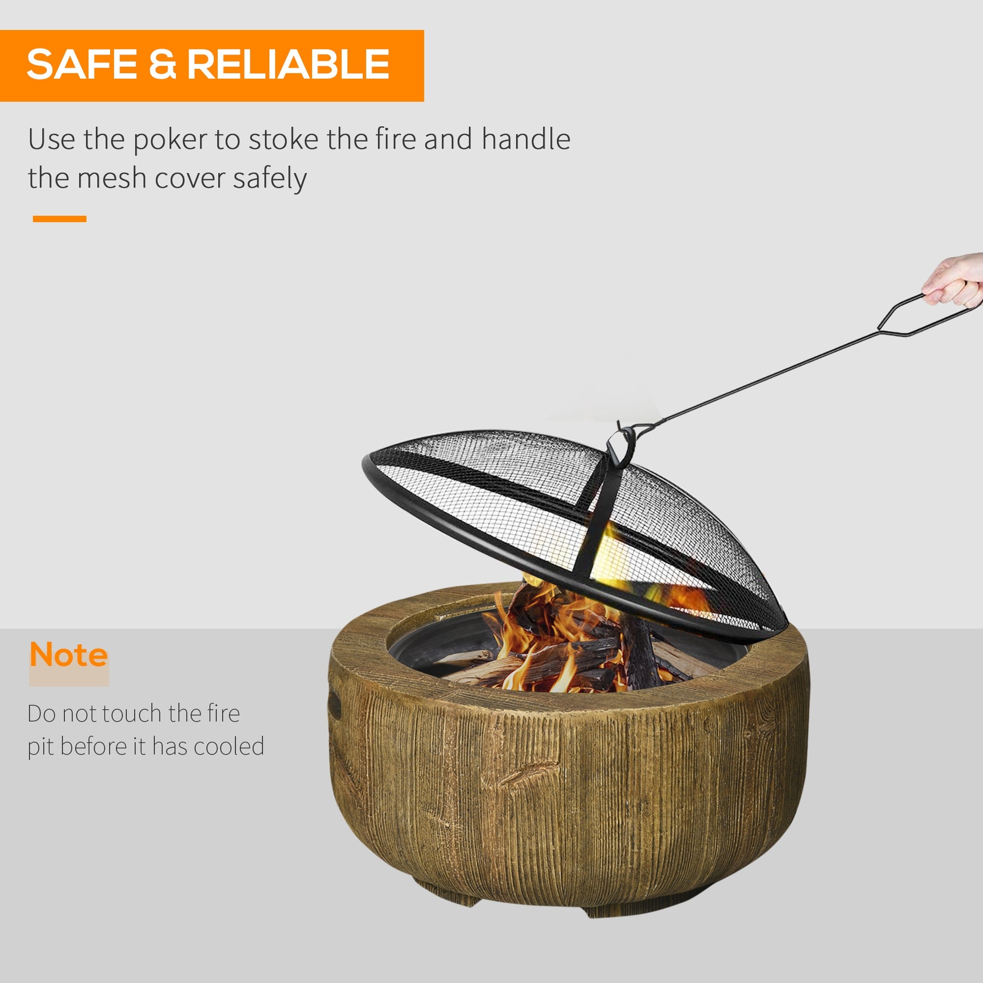 24" Metal Outdoor Wood Burning Fire Pit - Light Brown-Patio & Garden > Fire Pits-DECOROLALA
