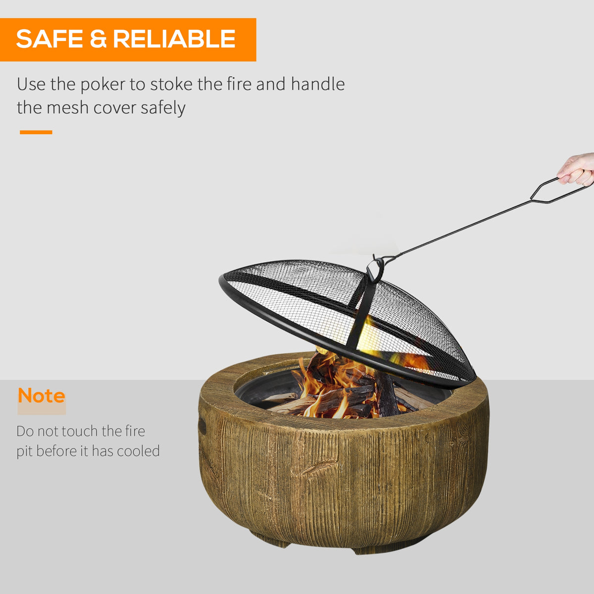 24" Metal Outdoor Wood Burning Fire Pit - Light Brown-Patio & Garden > Fire Pits-DECOROLALA