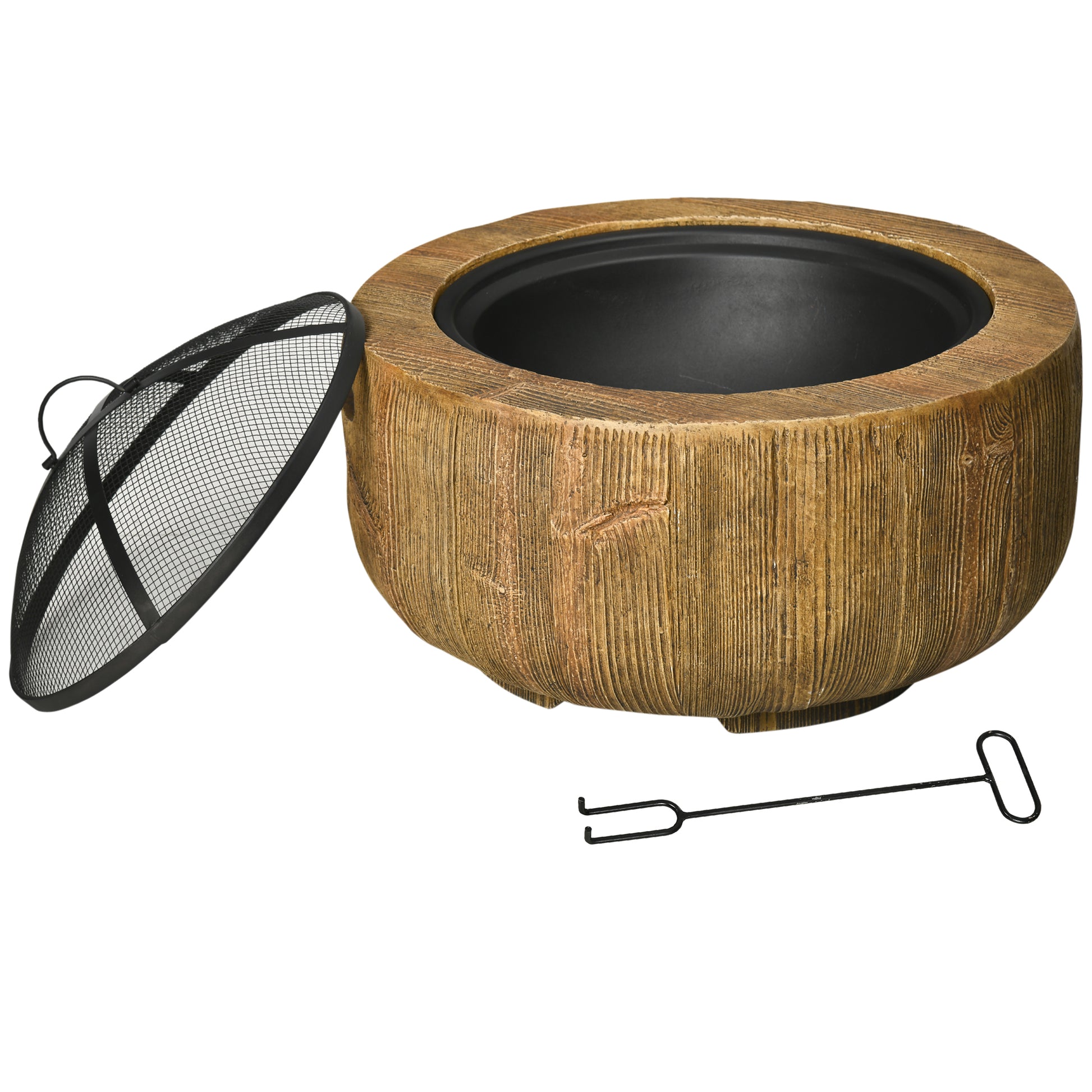 24" Metal Outdoor Wood Burning Fire Pit - Light Brown-Patio & Garden > Fire Pits-DECOROLALA