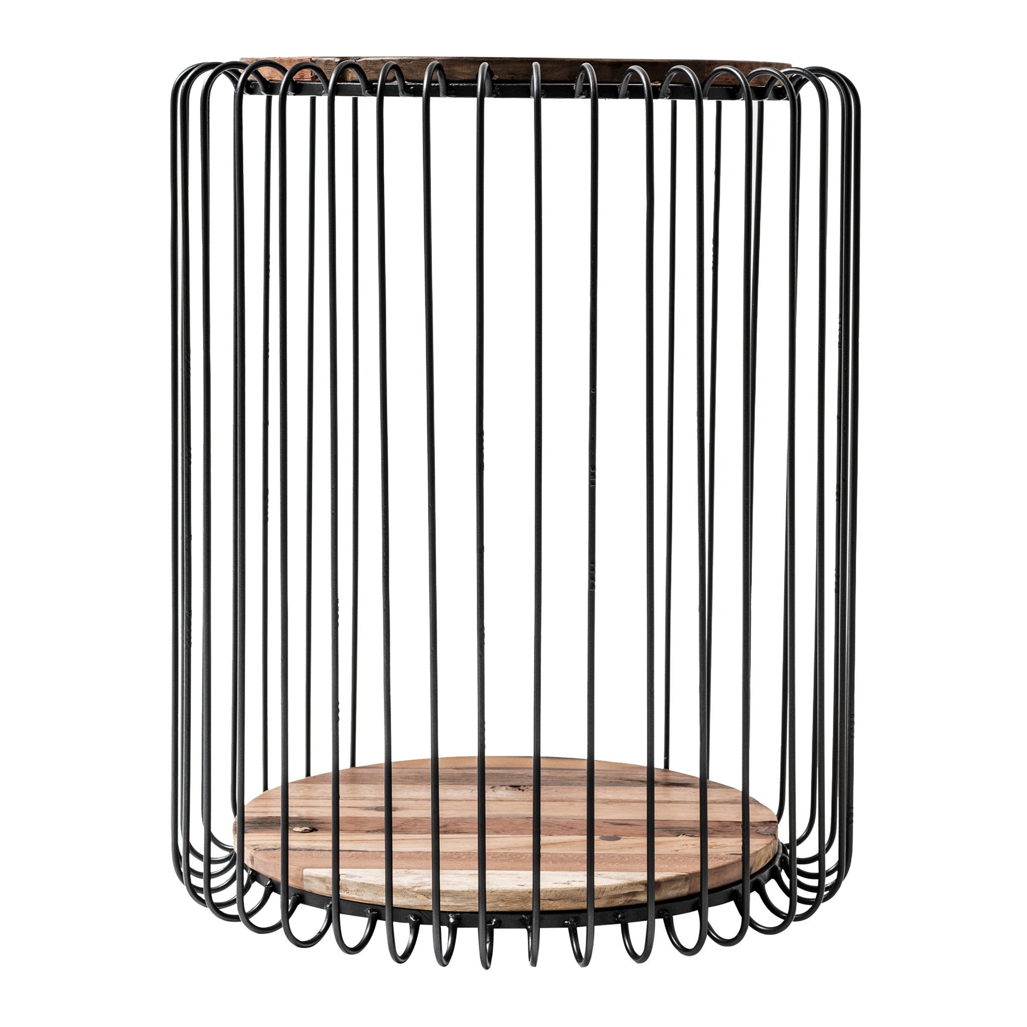 24" Modern Black and Rustic Brown Round End Table-End-Side Tables-DECOROLALA