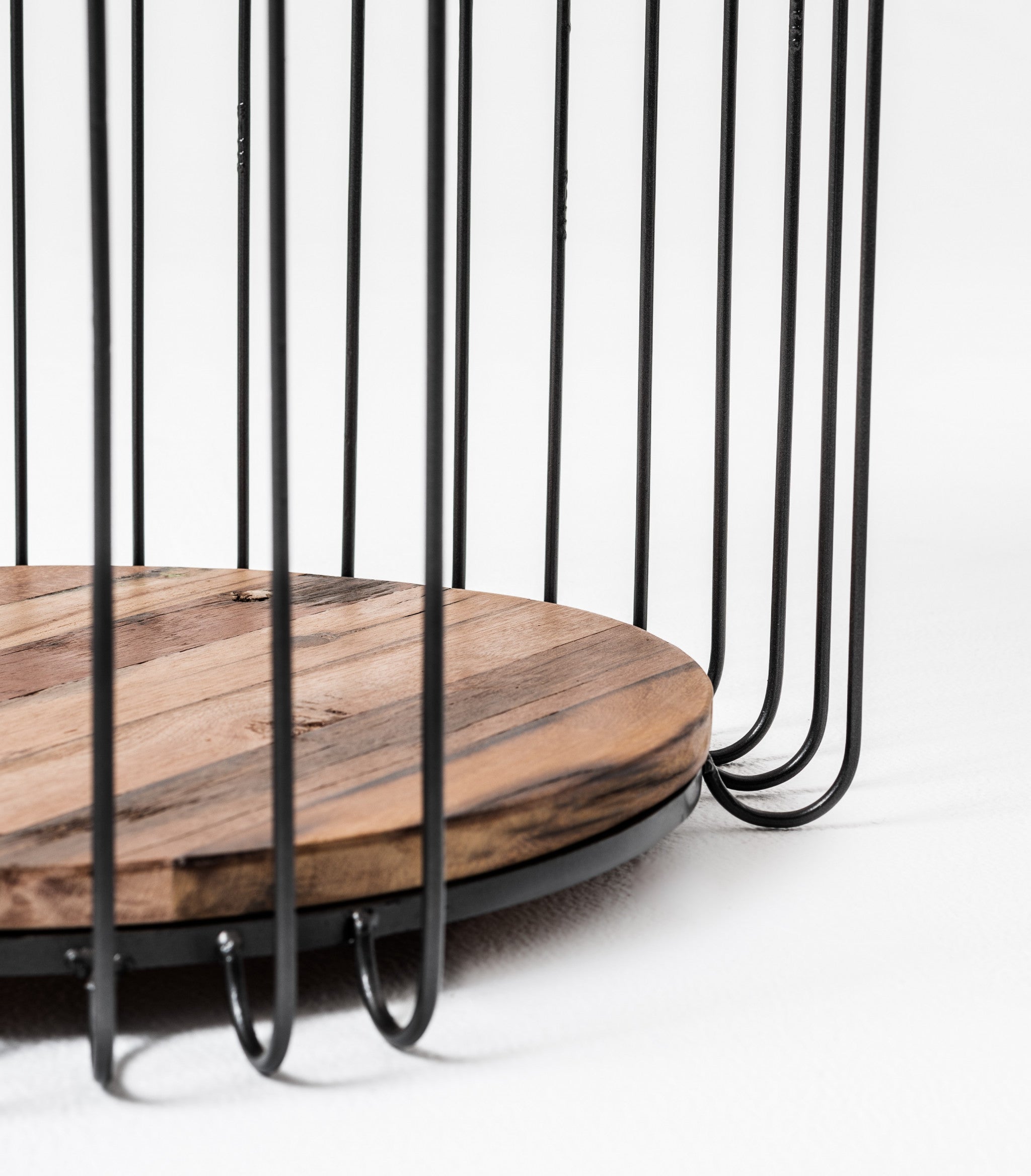 24" Modern Black and Rustic Brown Round End Table-End-Side Tables-DECOROLALA