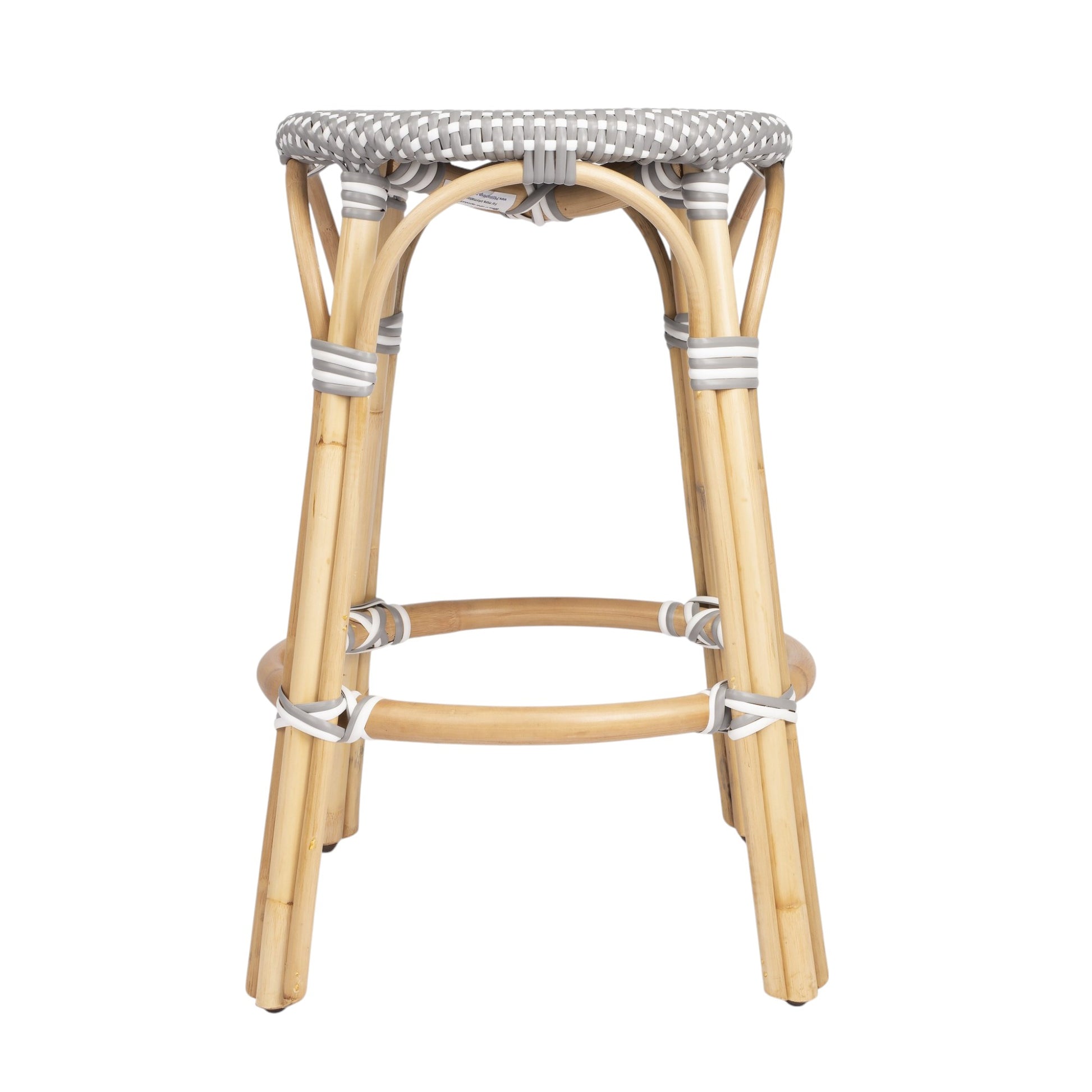 24" Natural Gray And Heavy Duty Plastic and Rattan Backless Counter Height Bar Chair-Bar Chairs-DECOROLALA