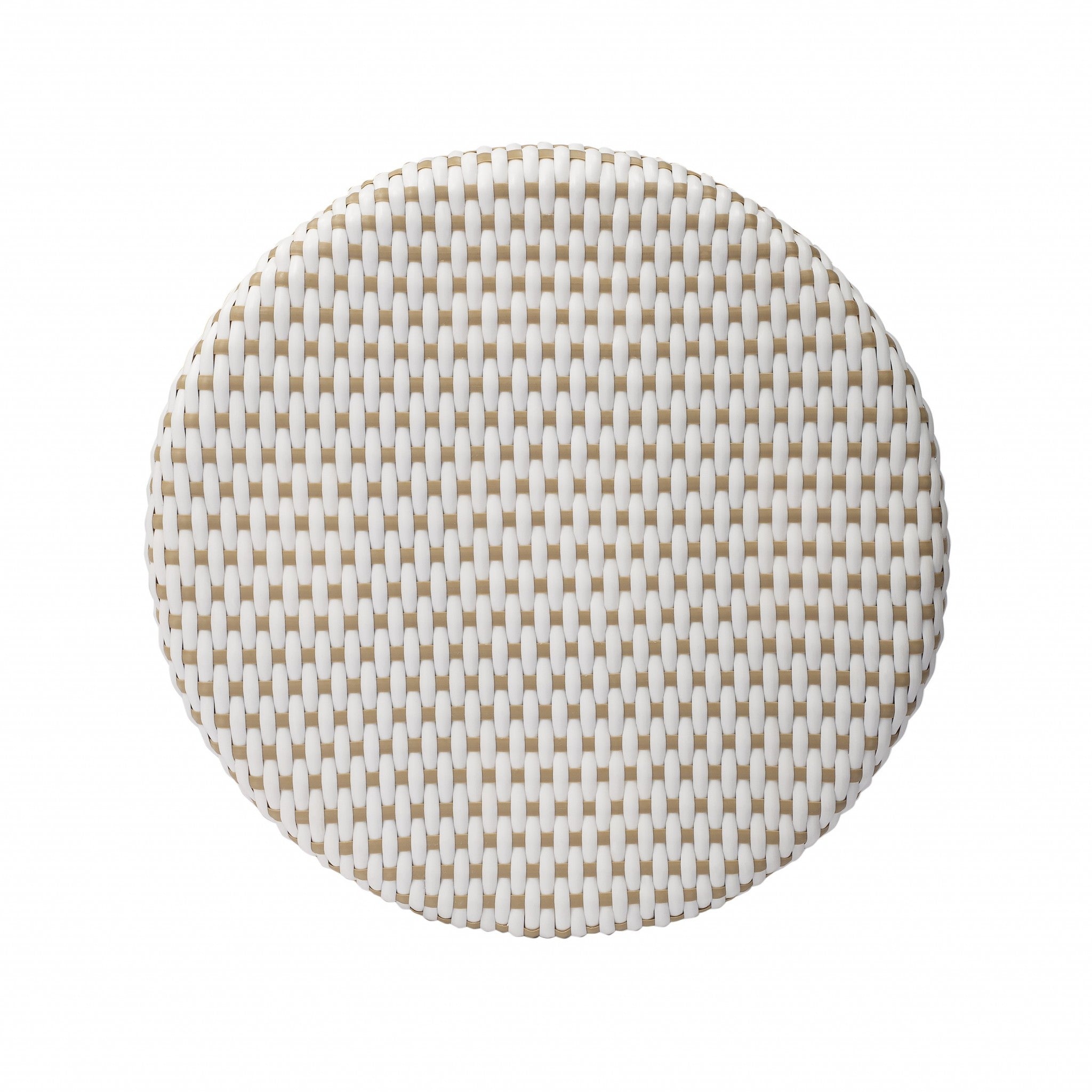 24" Natural and White Heavy Duty Plastic and Rattan Backless Counter Height Bar Chair-Bar Chairs-DECOROLALA