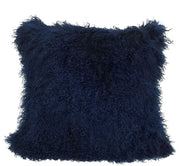 24" Navy Blue Genuine Tibetan Lamb Fur Pillow With Microsuede Backing-Accent Throw Pillows-DECOROLALA