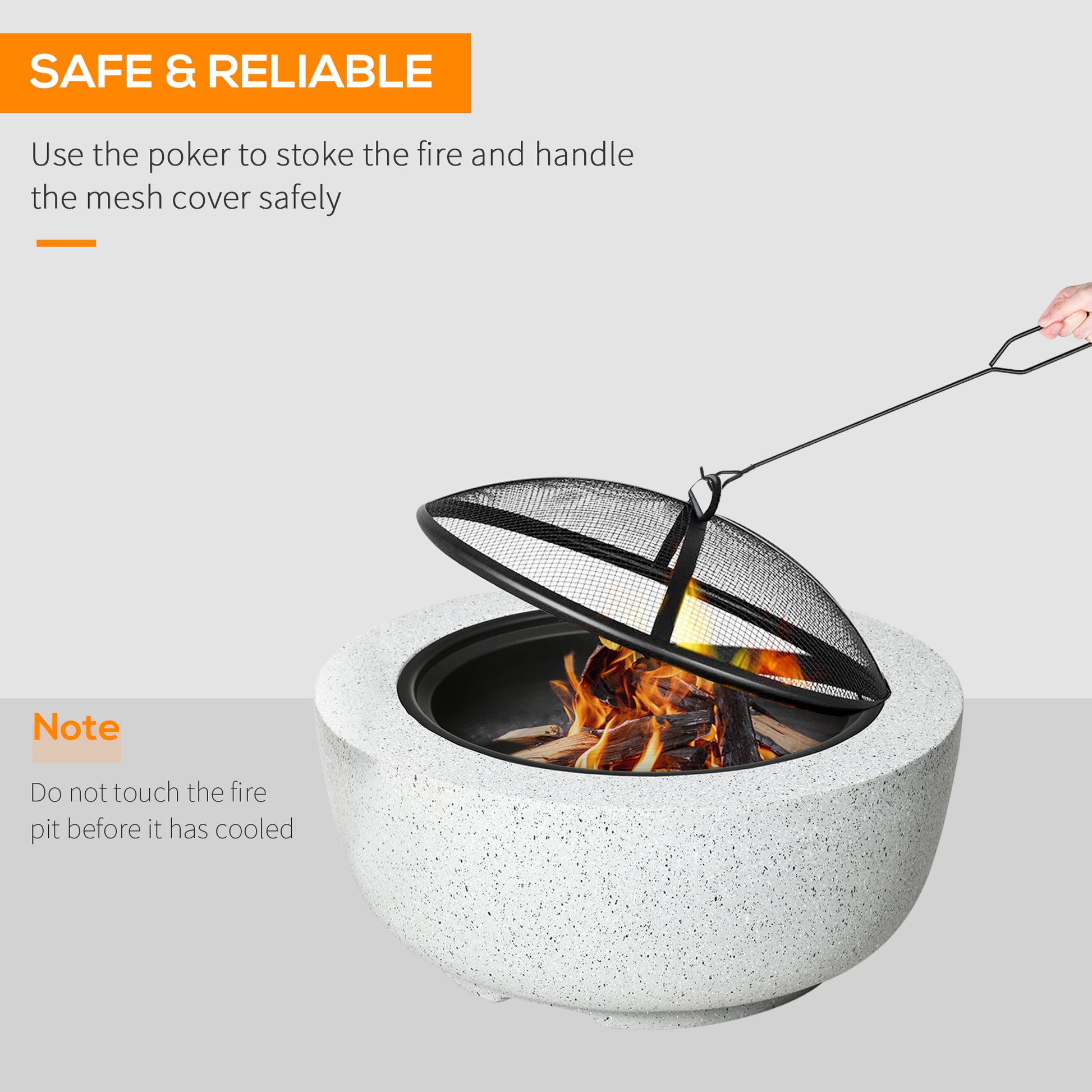 24" Outdoor Wood-Burning Fire Pit - Gray Stone Effect-Patio & Garden > Fire Pits-DECOROLALA