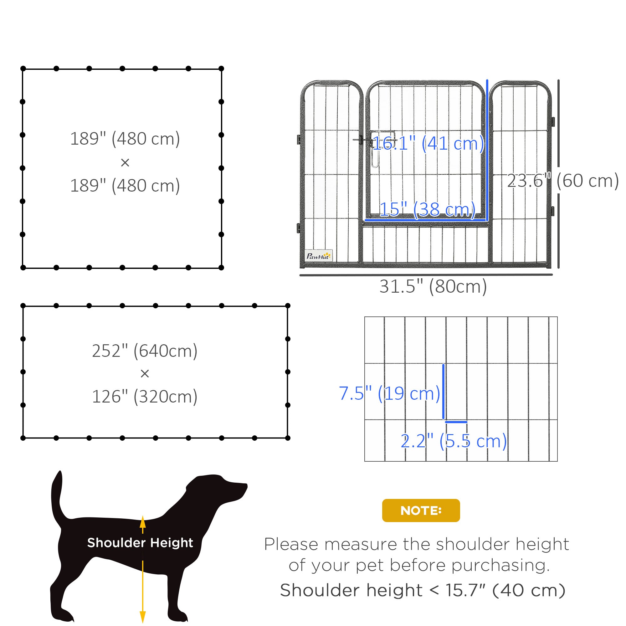 24 Panel 24" Height Heavy Duty Dog Playpen for Small Medium Dogs, Grey-Dogs-DECOROLALA