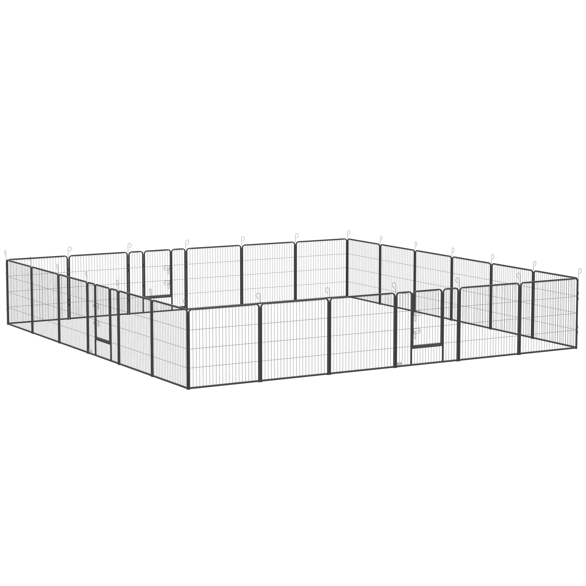 24 Panel 31.5" Height Heavy Duty Dog Playpen for Small Medium Dogs, Grey-Dogs-DECOROLALA