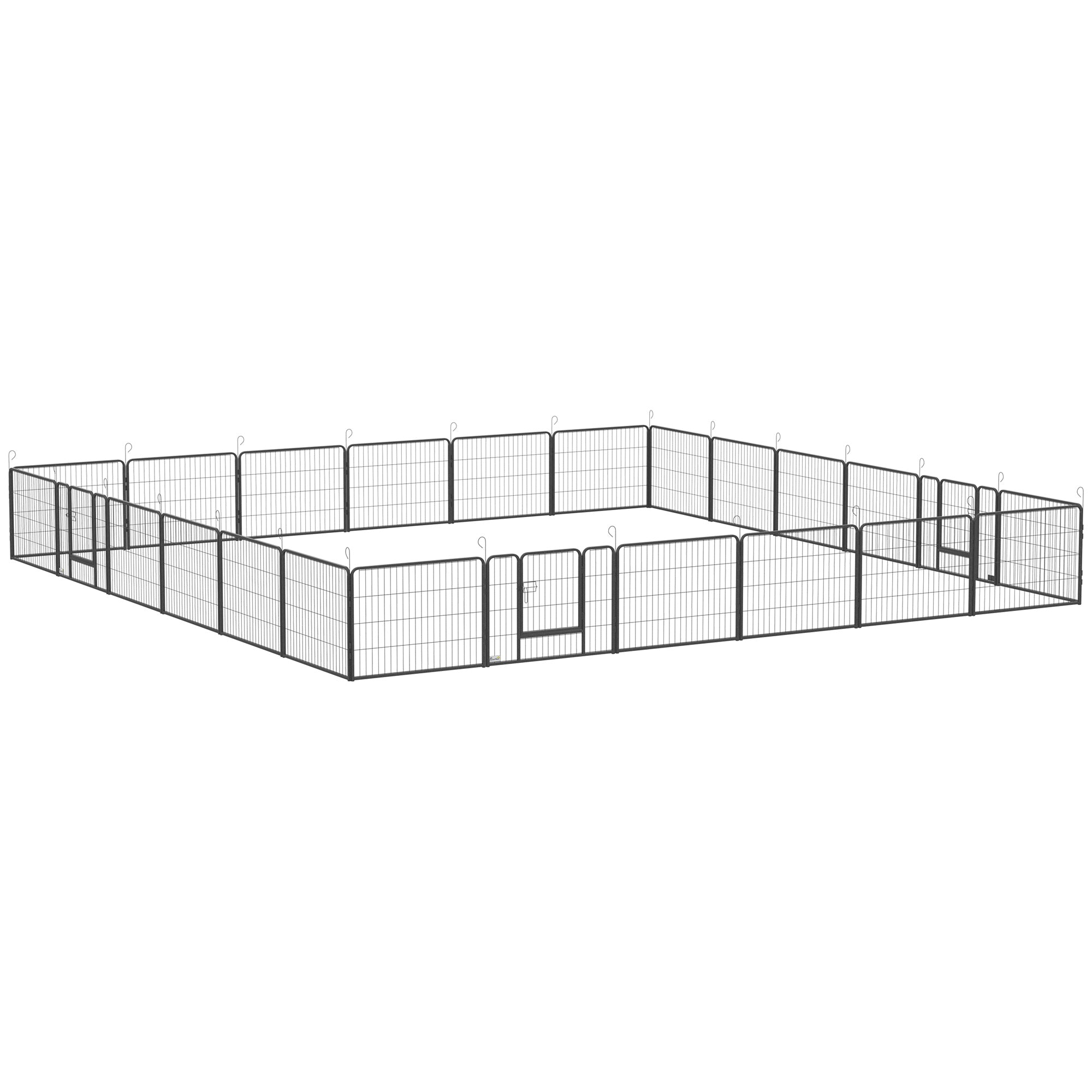 24-Panel Heavy Duty Dog Playpen - 24" Height Steel Grey-Dogs-DECOROLALA
