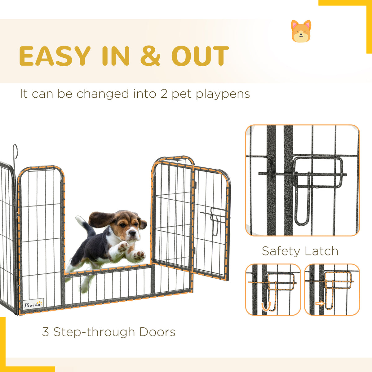 24-Panel Heavy Duty Dog Playpen - 24" Height Steel Grey-Dogs-DECOROLALA
