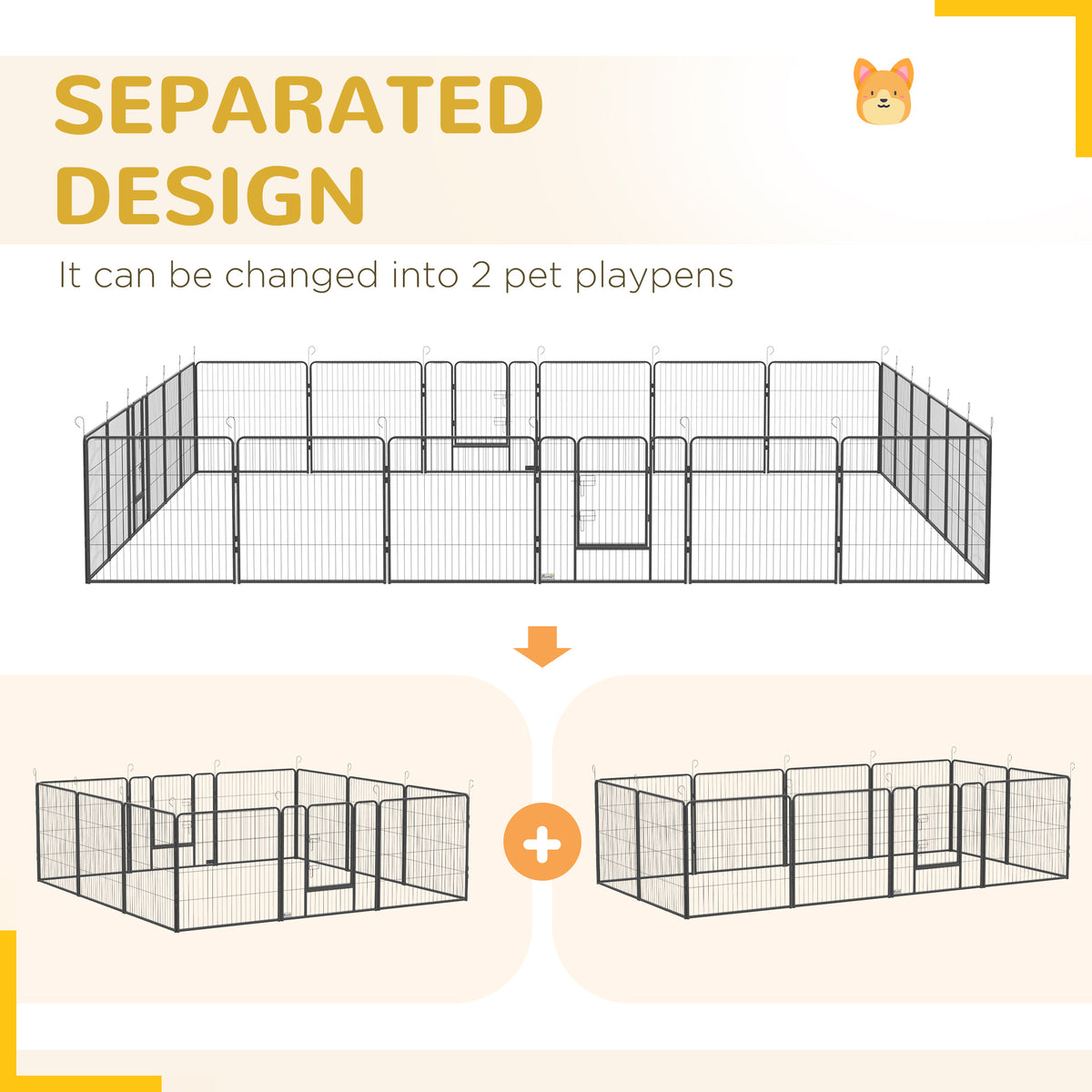 24-Panel Heavy Duty Dog Playpen - 31.5" Height Steel Grey-Dogs-DECOROLALA