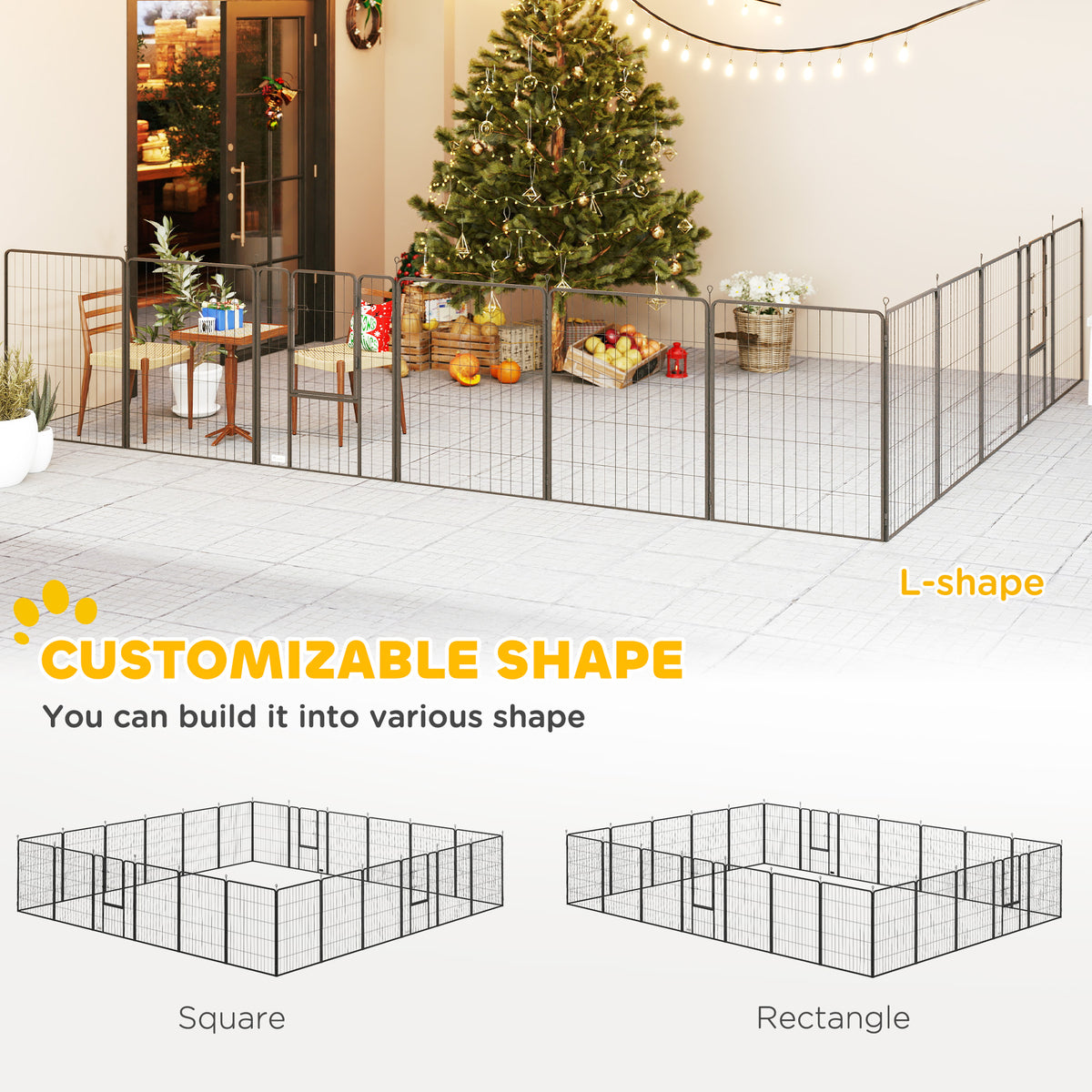 24-Panel Heavy Duty Dog Playpen - 39" Height Steel Pet Enclosure, Grey-Dogs-DECOROLALA