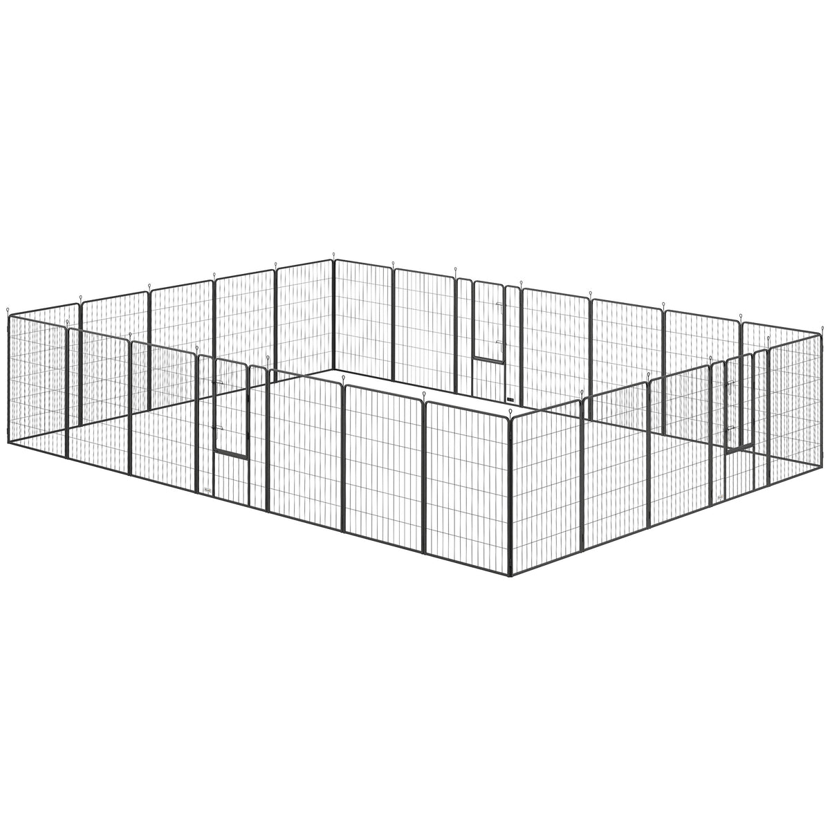 24-Panel Heavy Duty Dog Playpen - 44.5" Height Steel Enclosure, Black-Dog Supplies-DECOROLALA