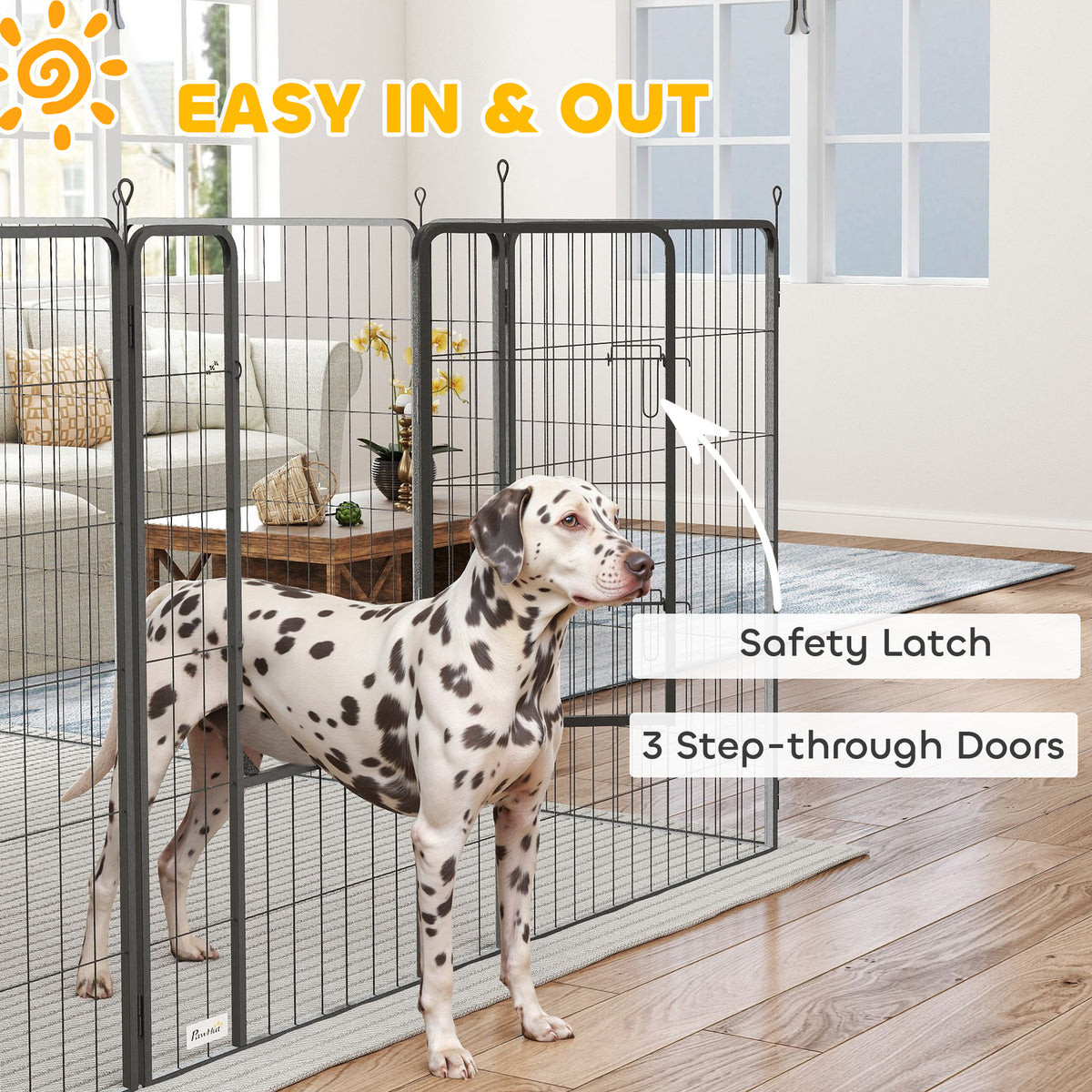 24-Panel Heavy Duty Dog Playpen - 44.5" Height Steel Enclosure, Black-Dogs-DECOROLALA