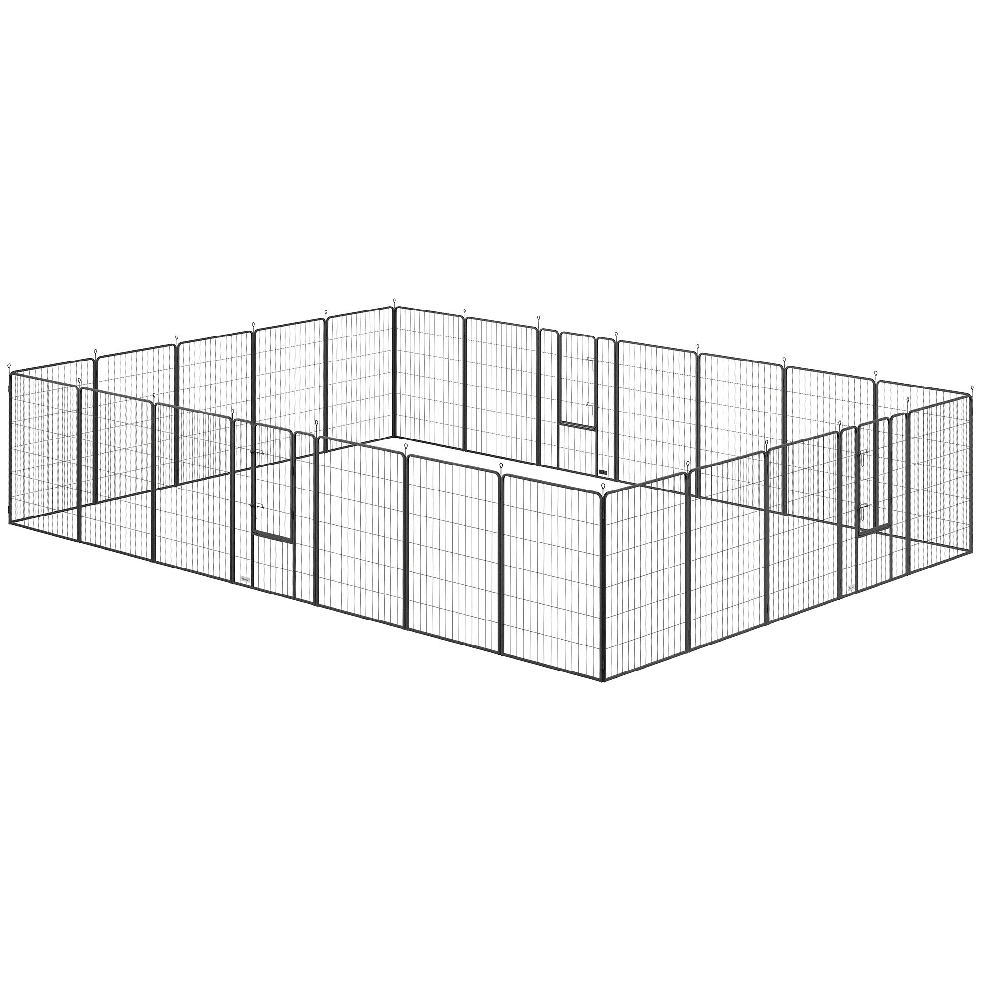 24 Panels 44.5" Height Heavy Duty Dog Playpen for Small Medium Large Dogs, Black-Dogs-DECOROLALA