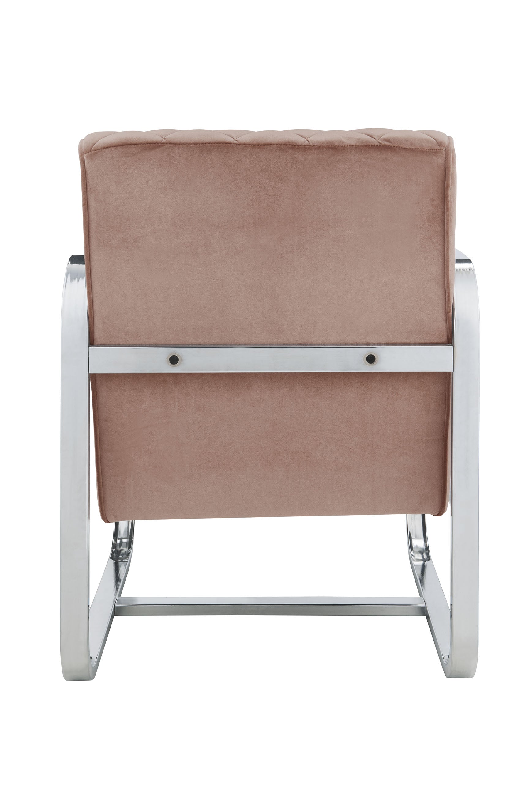 24" Pink and Silver Fabric Arm Chair-Accent Chairs-DECOROLALA