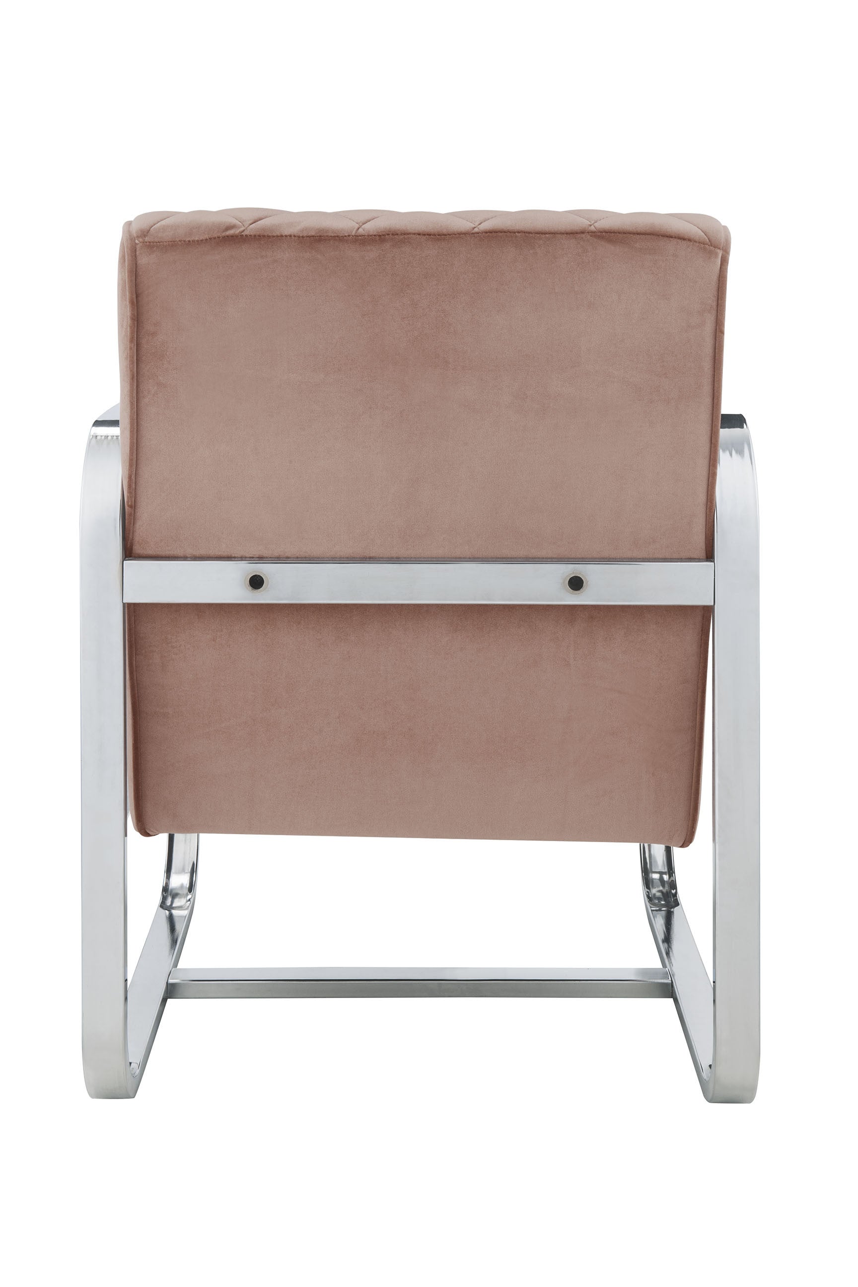 24" Pink and Silver Fabric Arm Chair-Accent Chairs-DECOROLALA