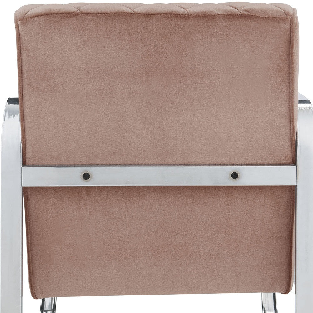 24" Pink and Silver Fabric Arm Chair-Accent Chairs-DECOROLALA