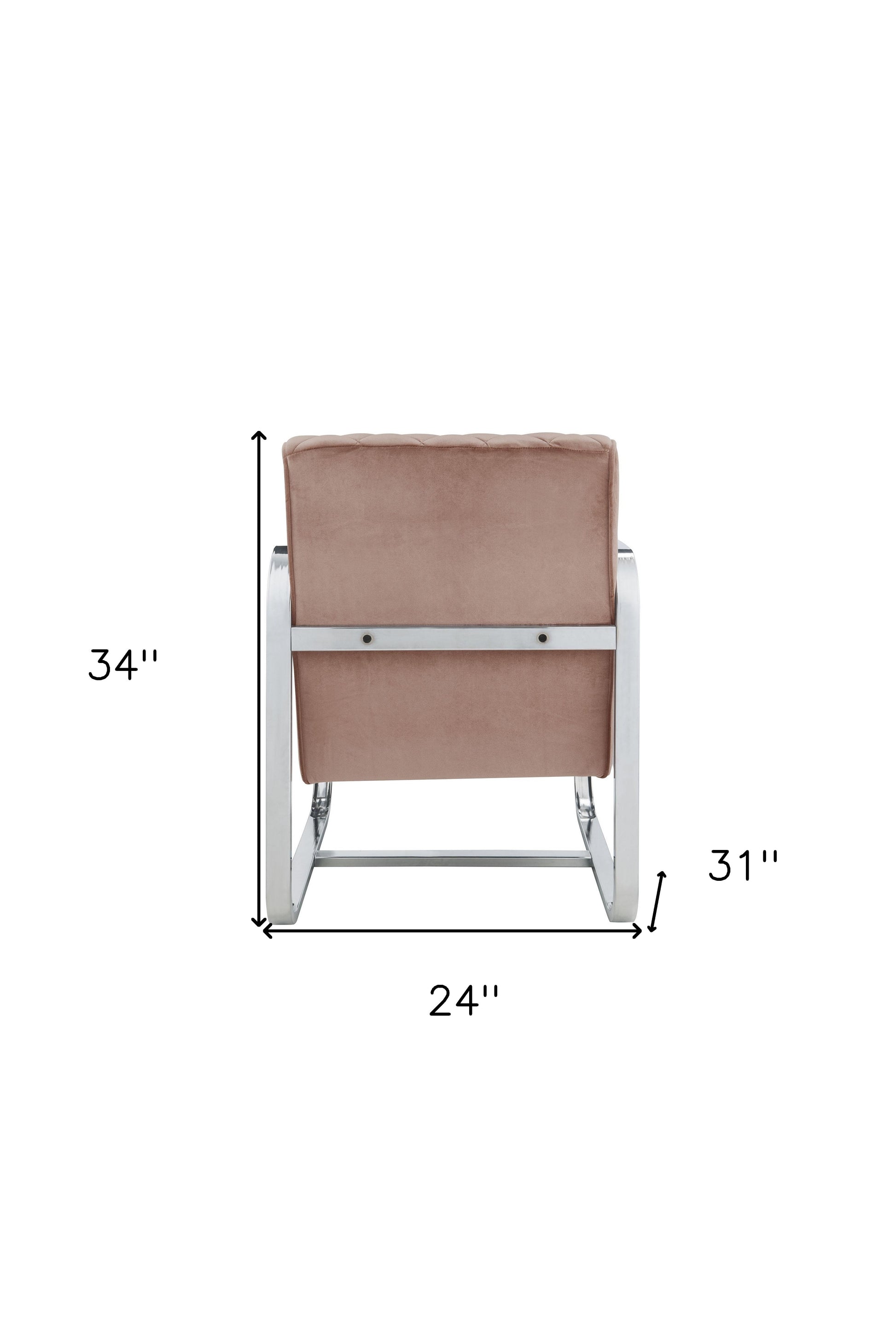 24" Pink and Silver Fabric Arm Chair-Accent Chairs-DECOROLALA