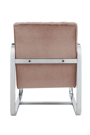 24" Pink and Silver Fabric Arm Chair-Accent Chairs-DECOROLALA