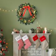 24" Pre-Lit Artificial Christmas Wreath - 20 LED Lights-Home Furnishings > Holiday & Seasonal > Christmas Decorations > Christmas Wreaths-DECOROLALA