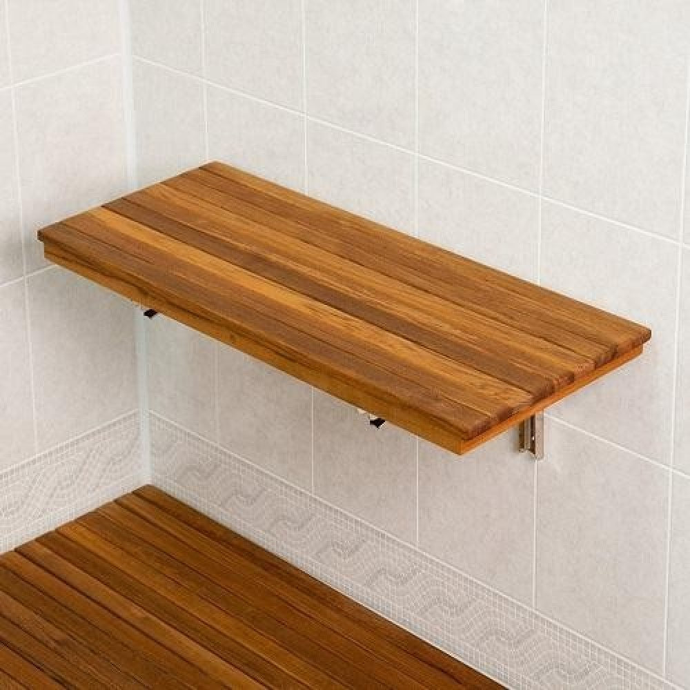 24" Premium Wall Mount Teak Shower Bench-Shower Benches-DECOROLALA