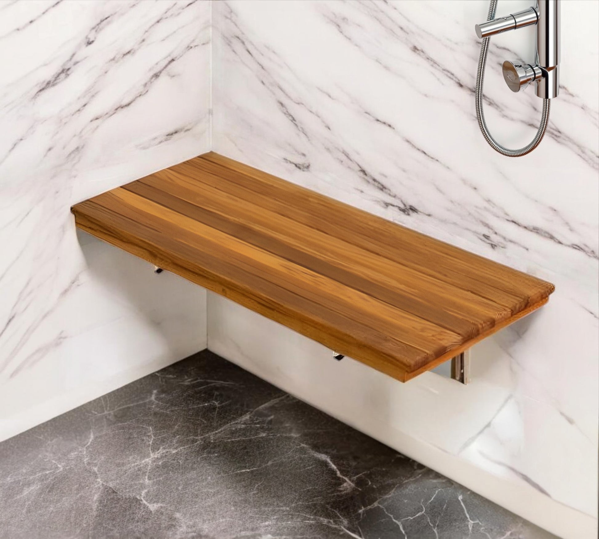 24" Premium Wall Mount Teak Shower Bench-Shower Benches-DECOROLALA