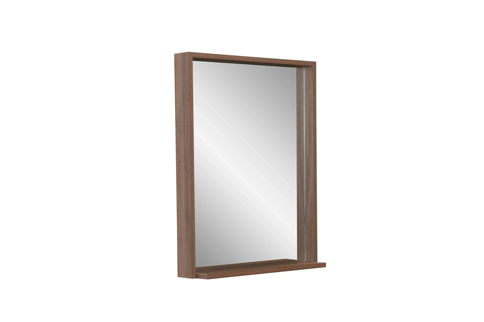 24" Rectangular Framed Mirror - Walnut-Mirror-DECOROLALA