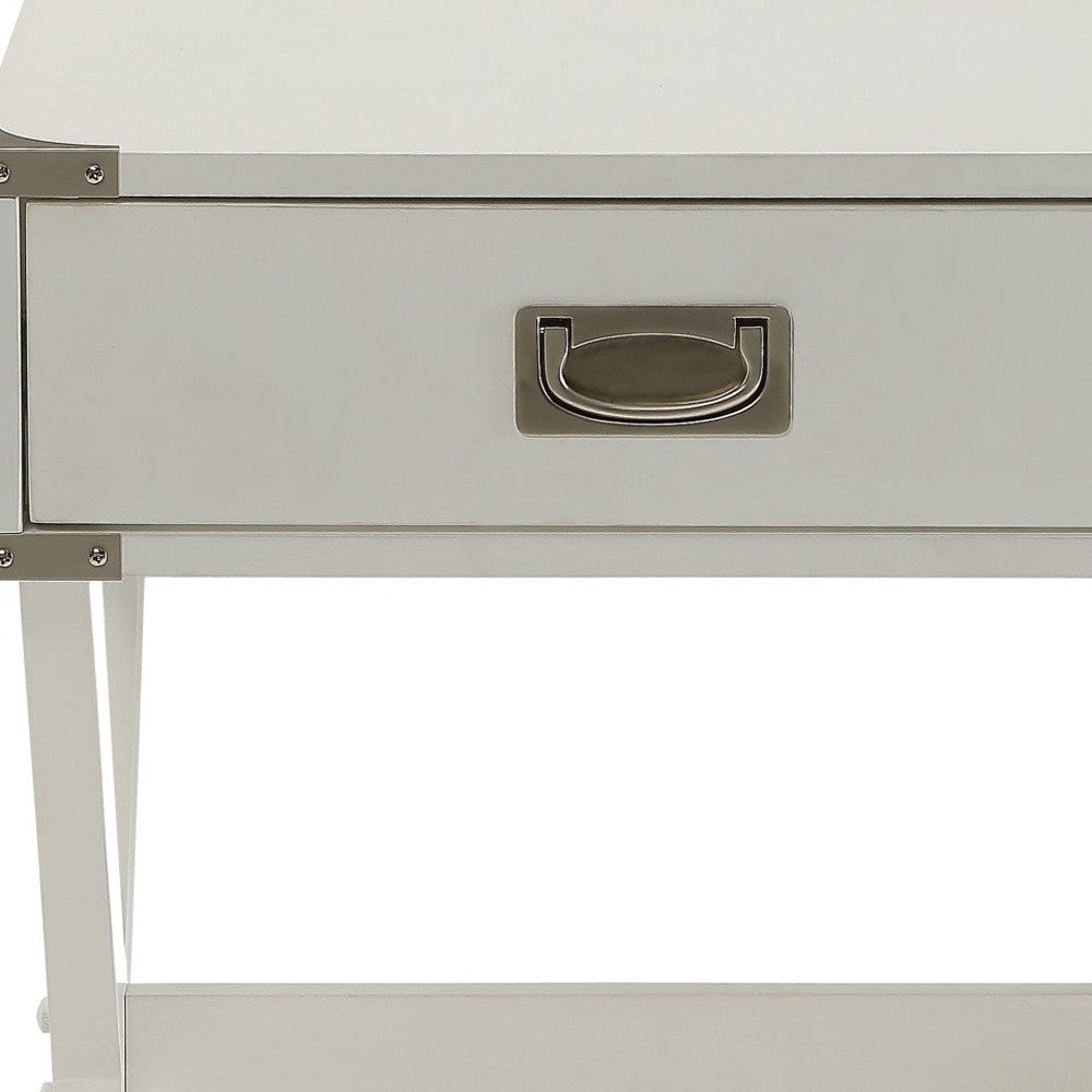 24" Red Wood Cross Legs End Table With Drawer-End-Side Tables-DECOROLALA