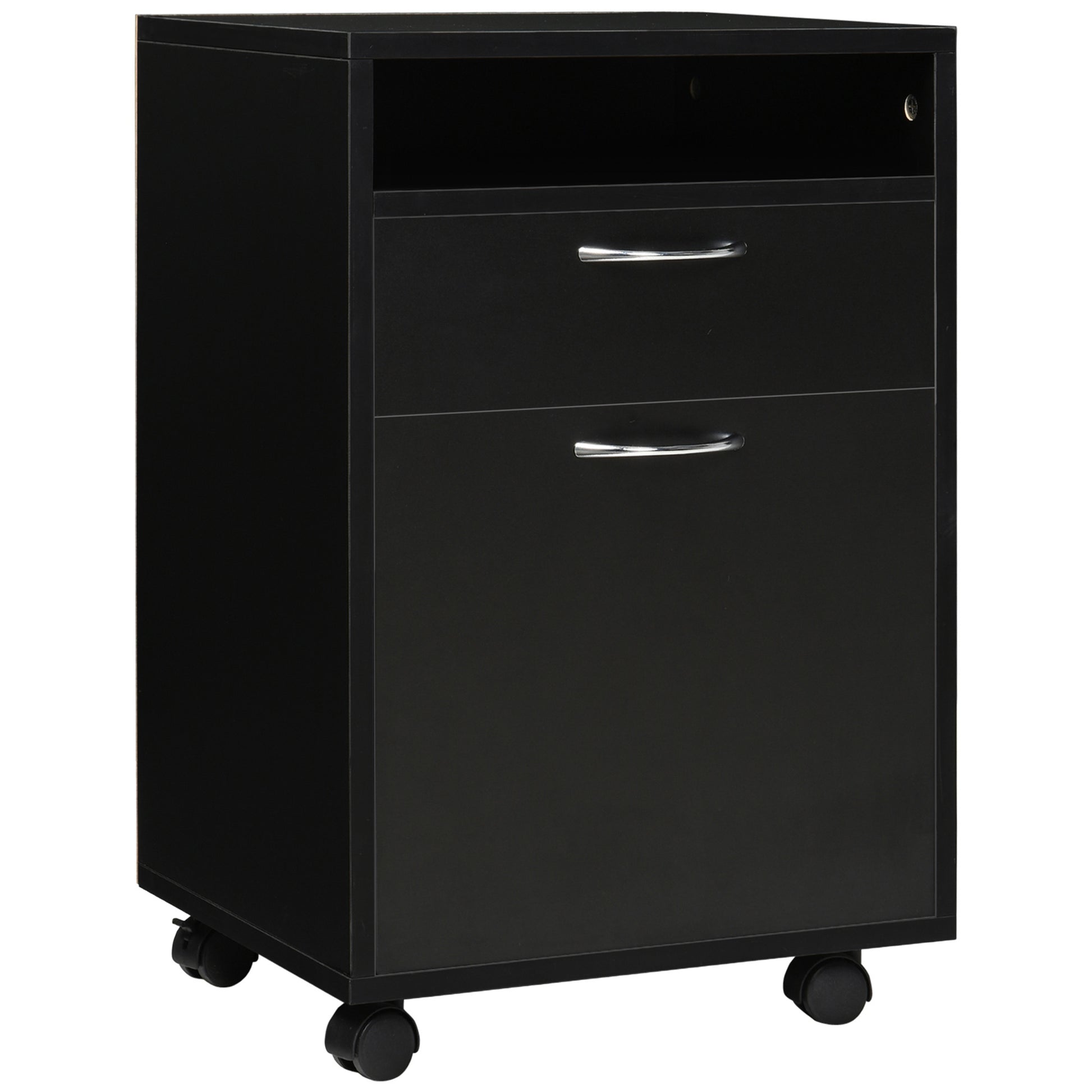 24" Rolling Filing Cabinet with Drawer - Black-Office Products > Office Furniture > Office Cabinets & Cupboards-DECOROLALA