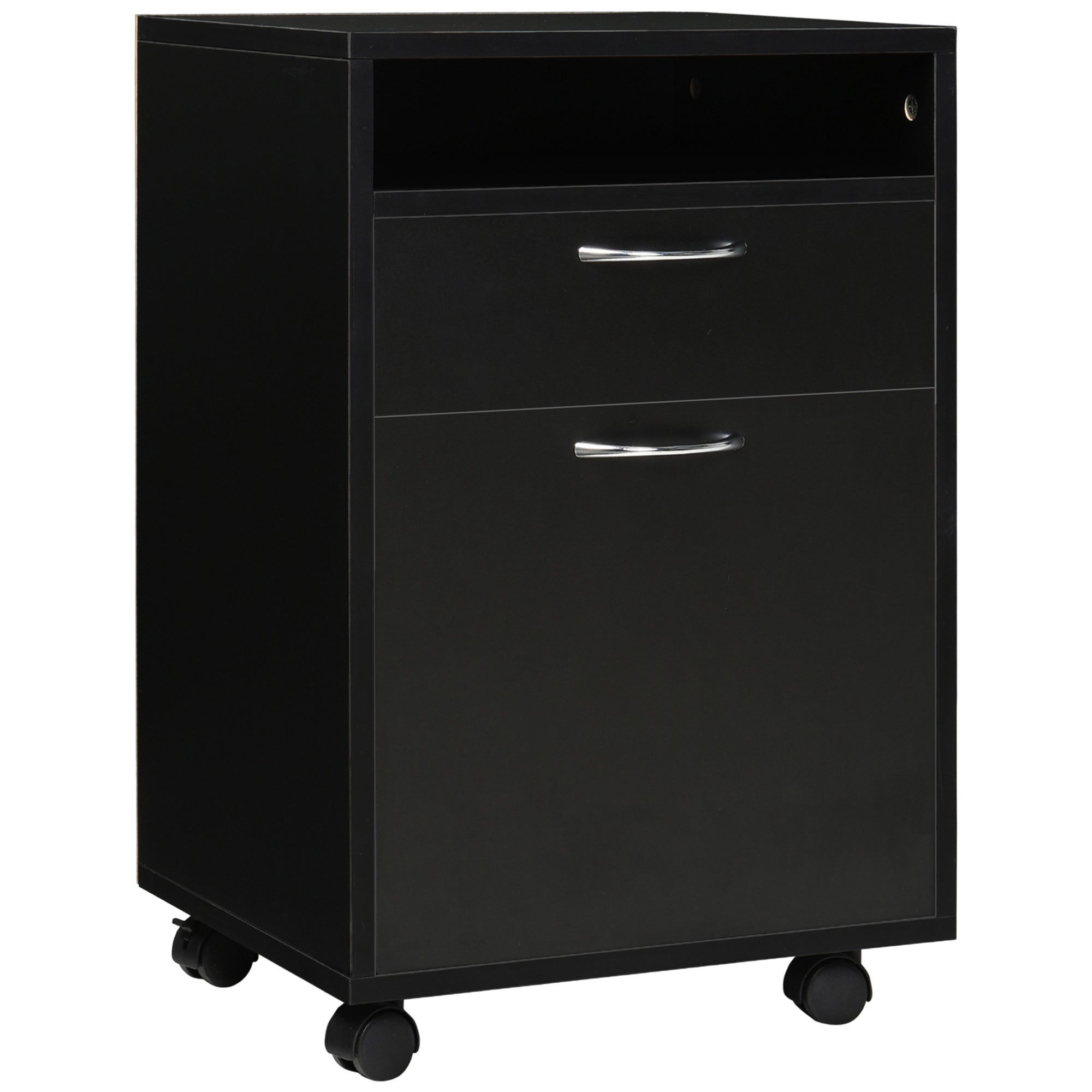 24" Rolling Filing Cabinet with Drawer - Black-Office Products > Office Furniture > Office Cabinets & Cupboards-DECOROLALA