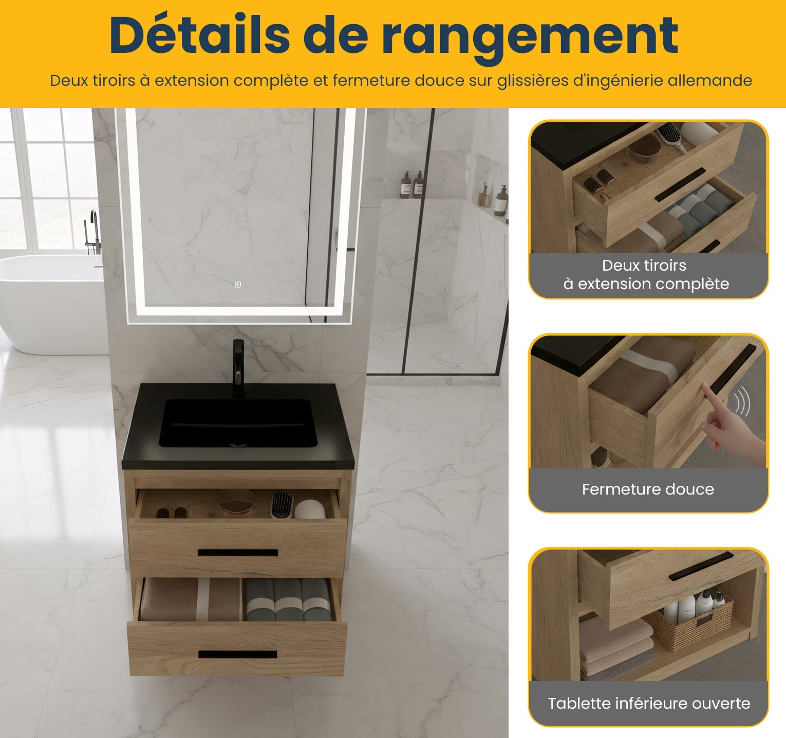 24" Rough Oak Freestanding Bathroom Vanity with Black Engineered Quartz Countertop-Migration_Bathroom Vanities-DECOROLALA