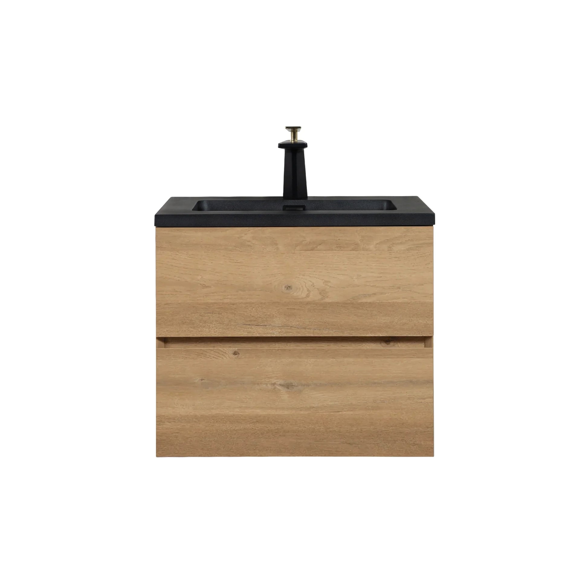 24" Rough Oak Wall Mount Bathroom Vanity with Black Engineered Quartz Countertop-Migration_Bathroom Vanities-DECOROLALA