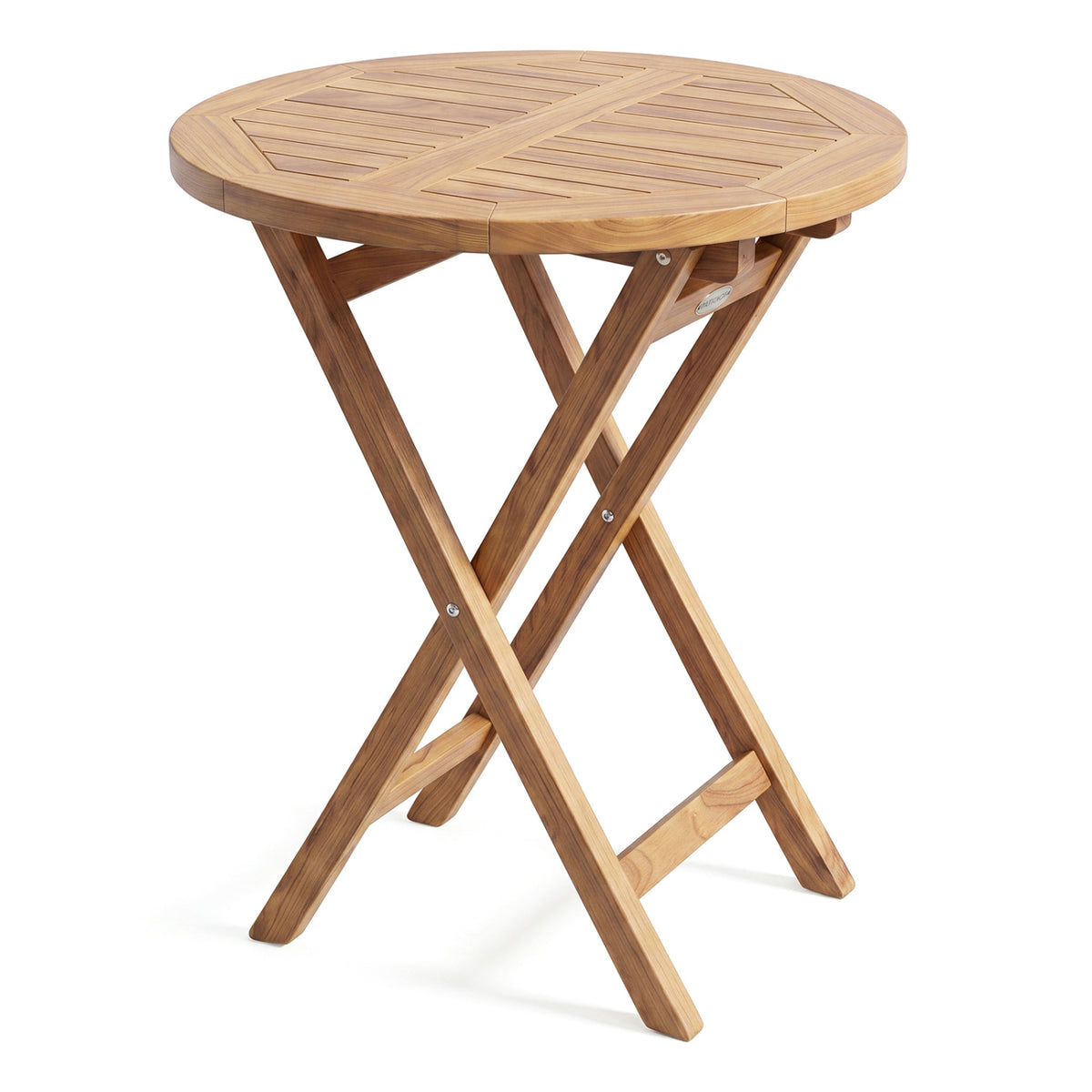 24" Round Solid Teak Outdoor Folding Bistro Table with Footrest-Patio Coffee Tables-DECOROLALA