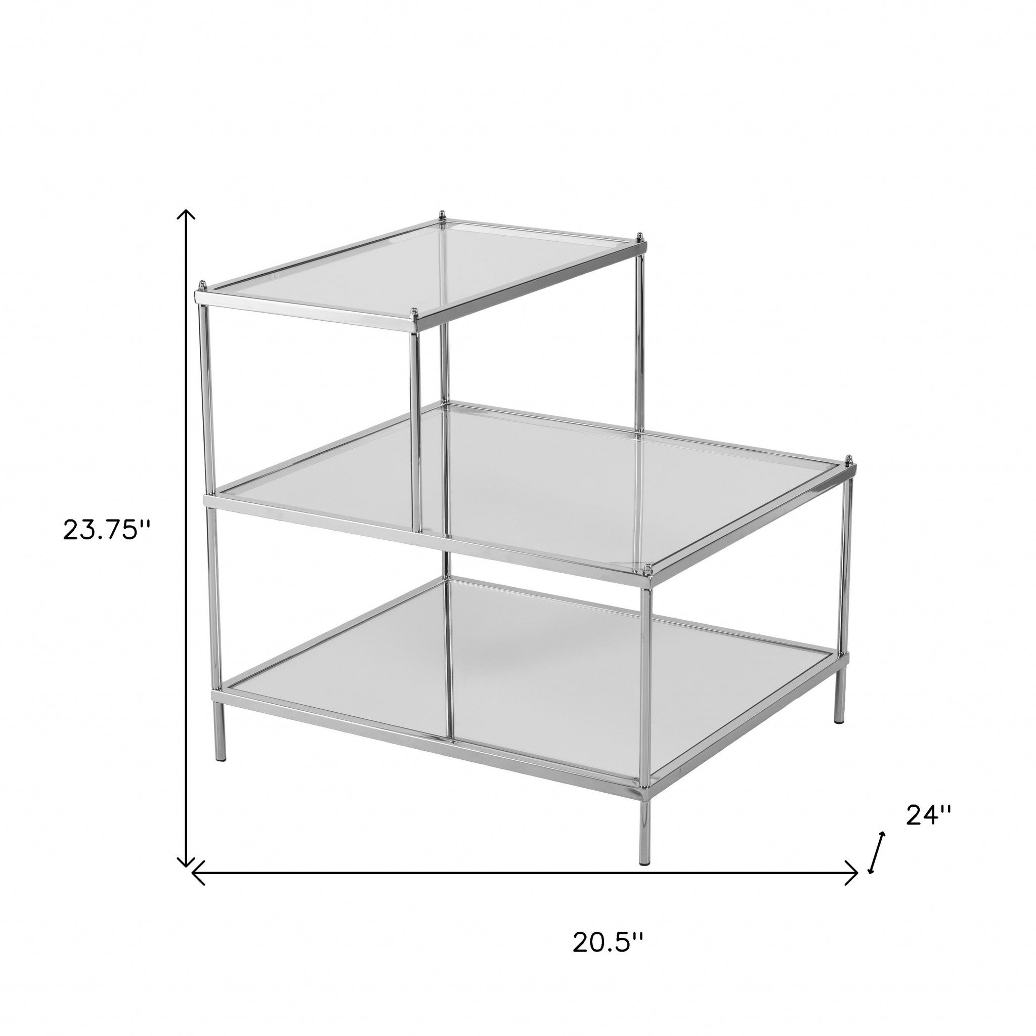 24" Silver And Clear Glass Mirrored End Table-End-Side Tables-DECOROLALA