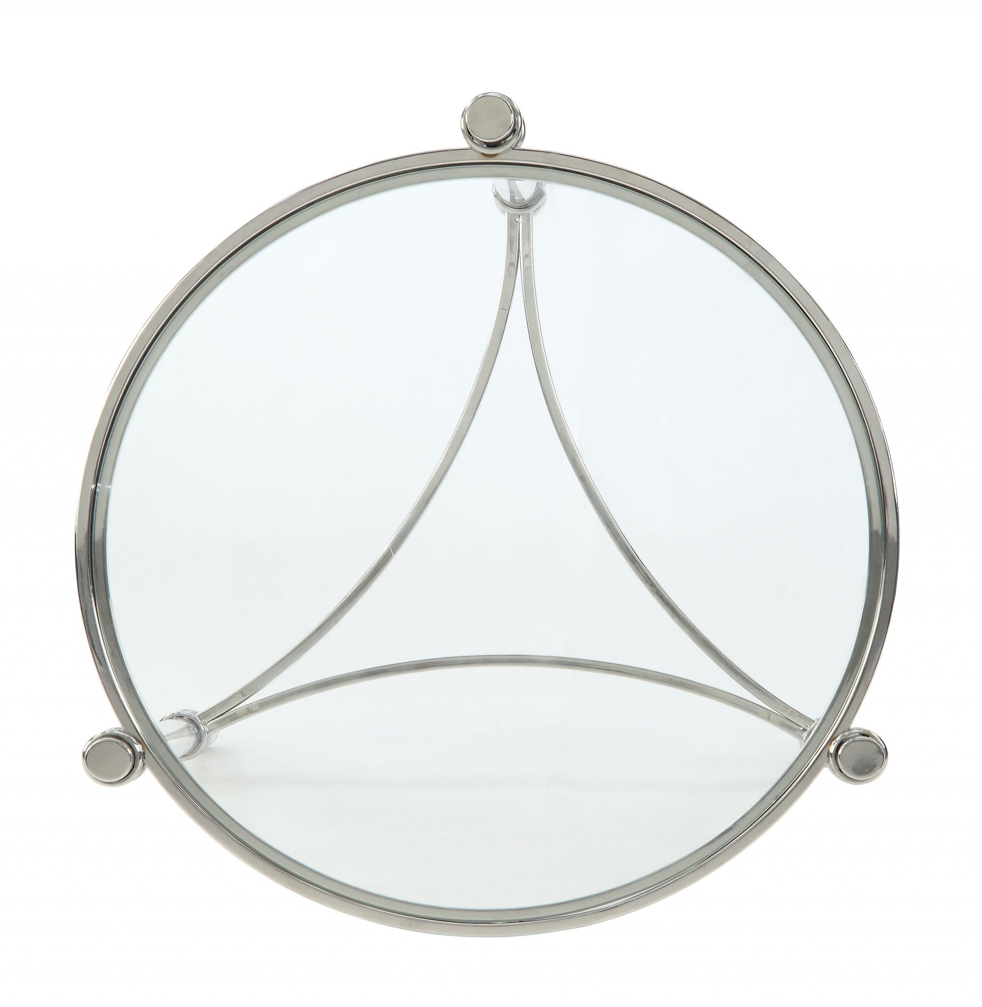 24" Silver And Clear Glass Round End Table-End-Side Tables-DECOROLALA