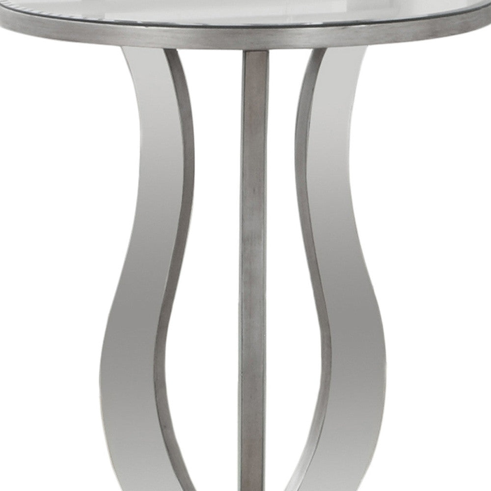 24" Silver Glass Round End Table-End-Side Tables-DECOROLALA