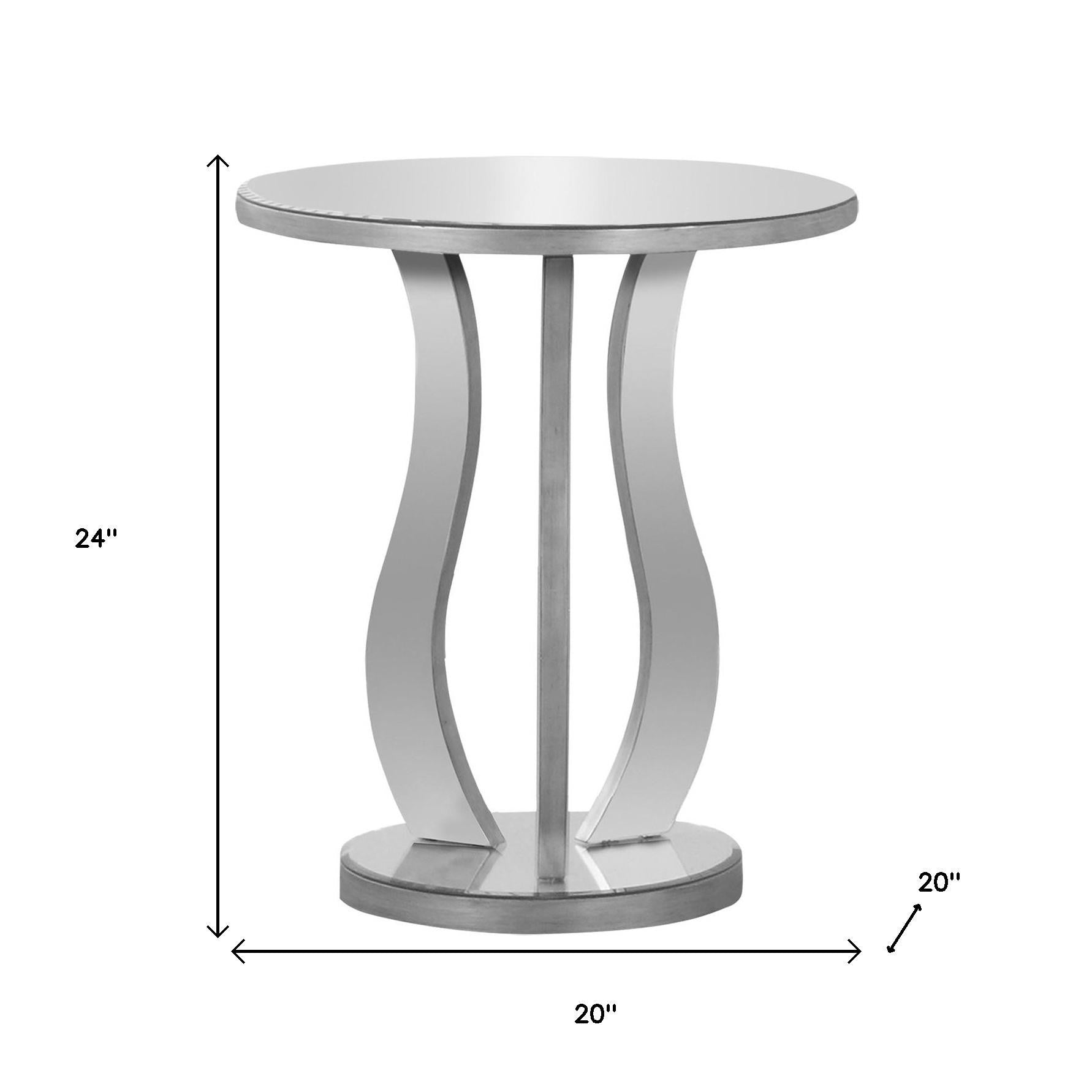 24" Silver Glass Round End Table-End-Side Tables-DECOROLALA