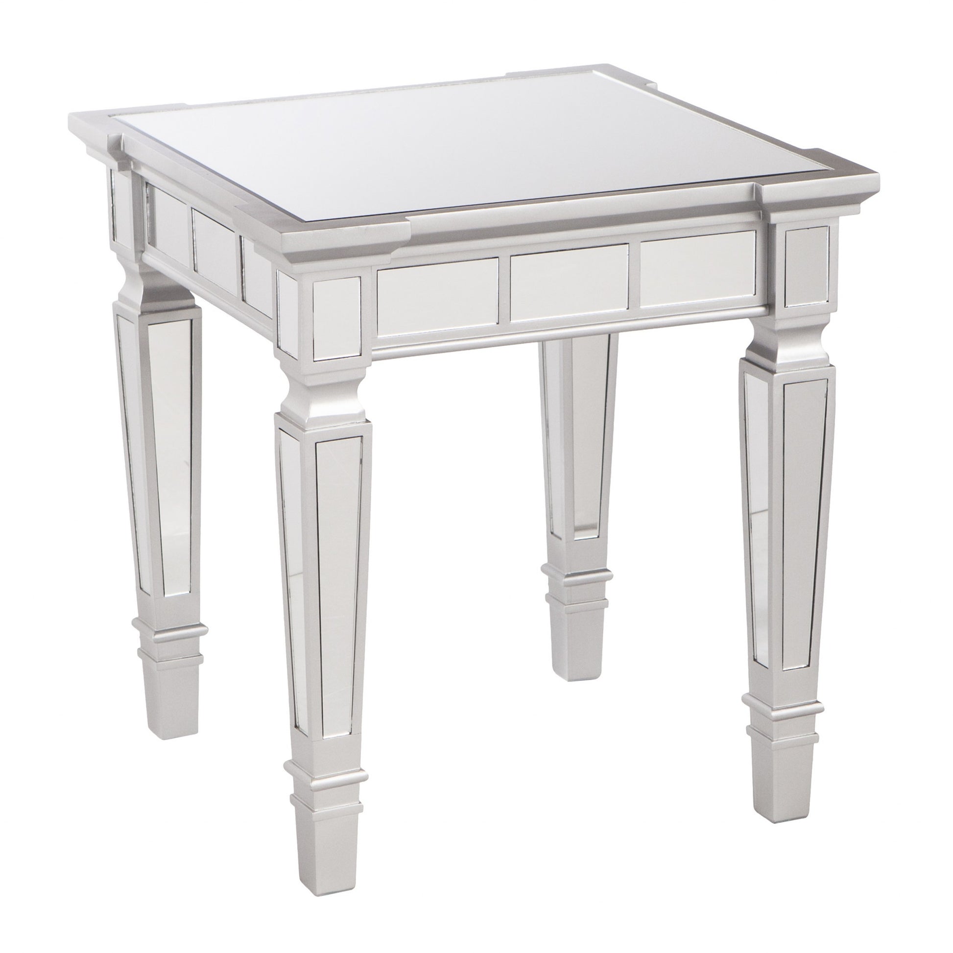 24" Silver Glass Square End Table-End-Side Tables-DECOROLALA