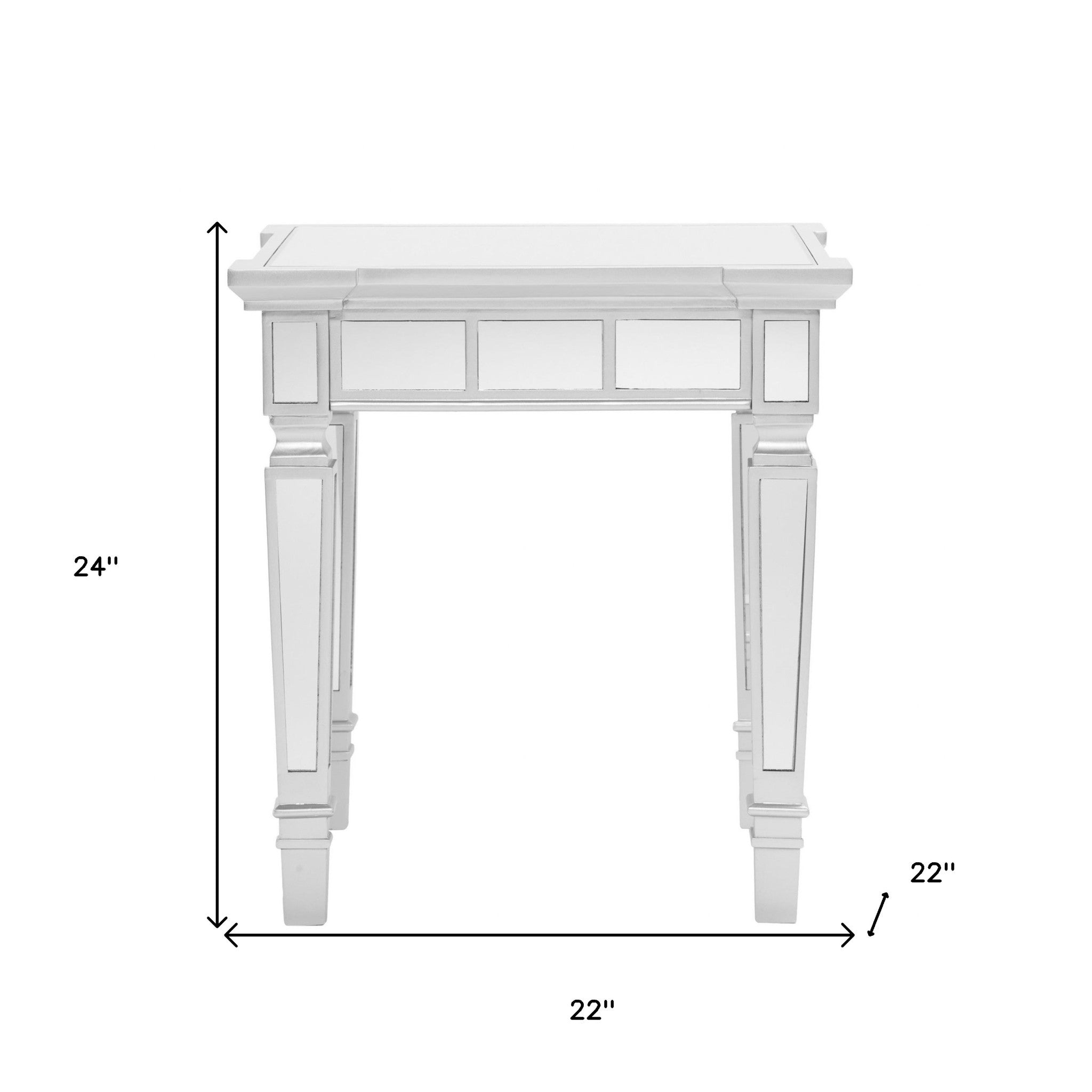 24" Silver Glass Square End Table-End-Side Tables-DECOROLALA