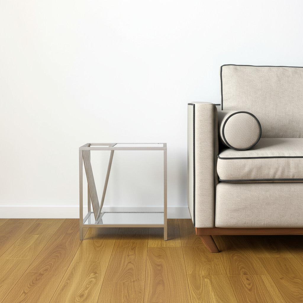 24" Silver Mirrored Glass And Iron End Table With Shelf-End-Side Tables-DECOROLALA