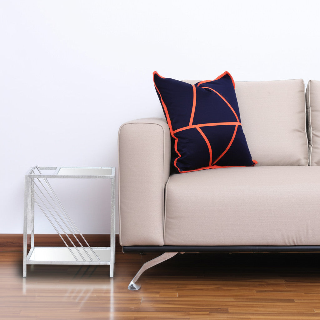 24" Silver Mirrored Glass And Iron End Table With Shelf-End-Side Tables-DECOROLALA