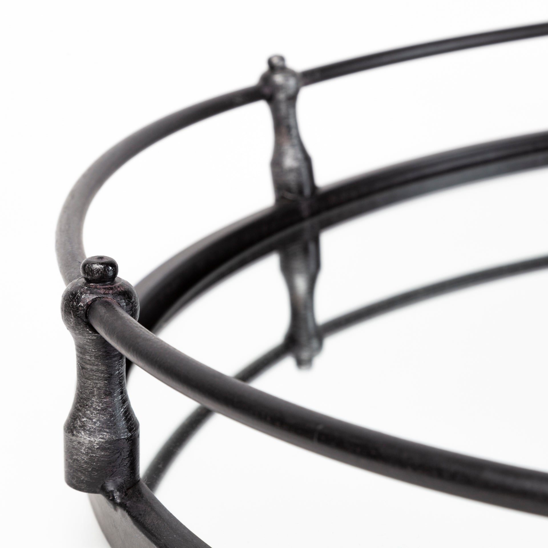 24" Silver Round Metal Indoor Outdoor Tray With Handles-Trays-DECOROLALA