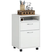 24" Small Filing Cabinet with Open Compartment, Drawer and Wheels, Home Office Storage Cabinet, White-Office Products > Office Furniture > Office Cabinets & Cupboards-DECOROLALA