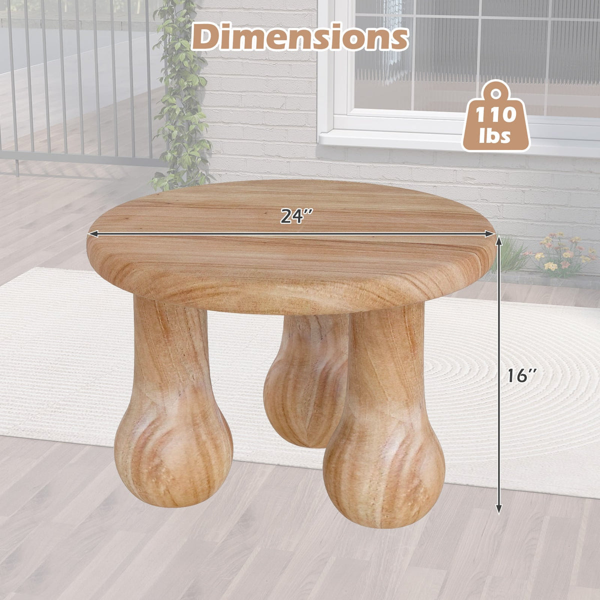 24" Small Solid Mahogany Wood Coffee Table with Thickened Top and Column Legs-End & Side Tables-DECOROLALA