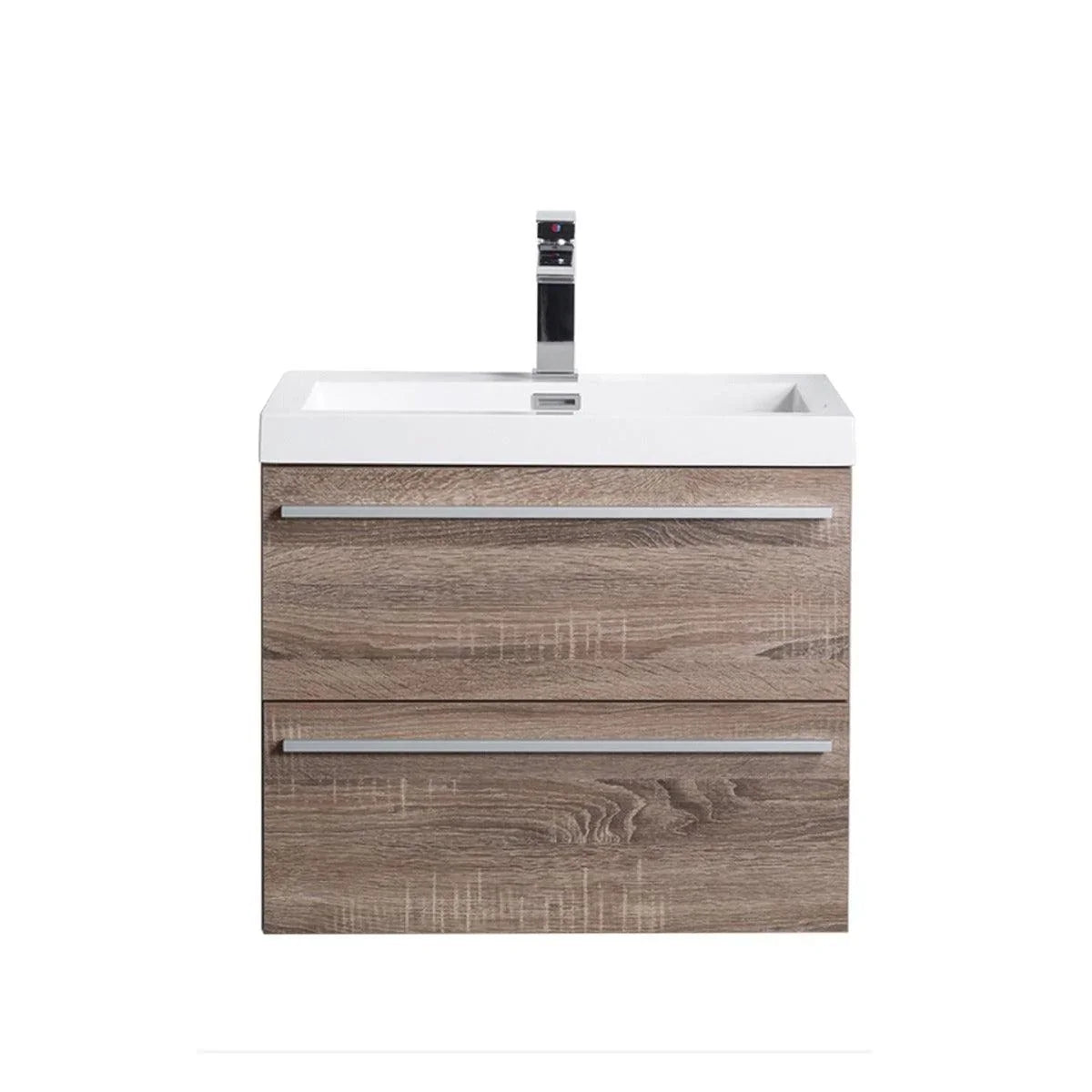 24" Soft Oak Wall Mount Bathroom Vanity with White Polymarble Countertop-Migration_Bathroom Vanities-DECOROLALA
